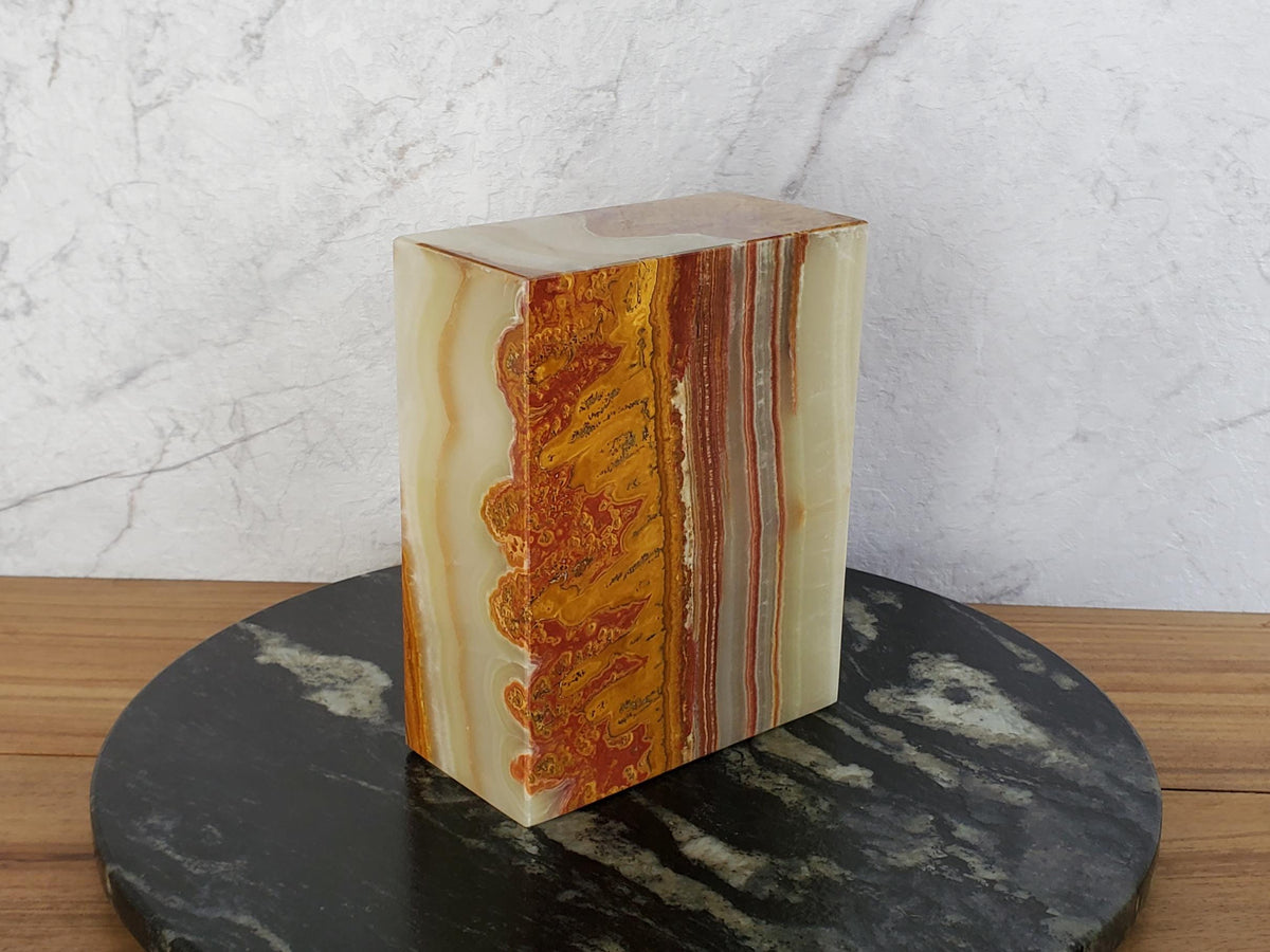 UR_08 Green Onyx Stone Cremation Urn for Ashes - 200 cu in | Handcrafted Stone Memorial Urn Urn