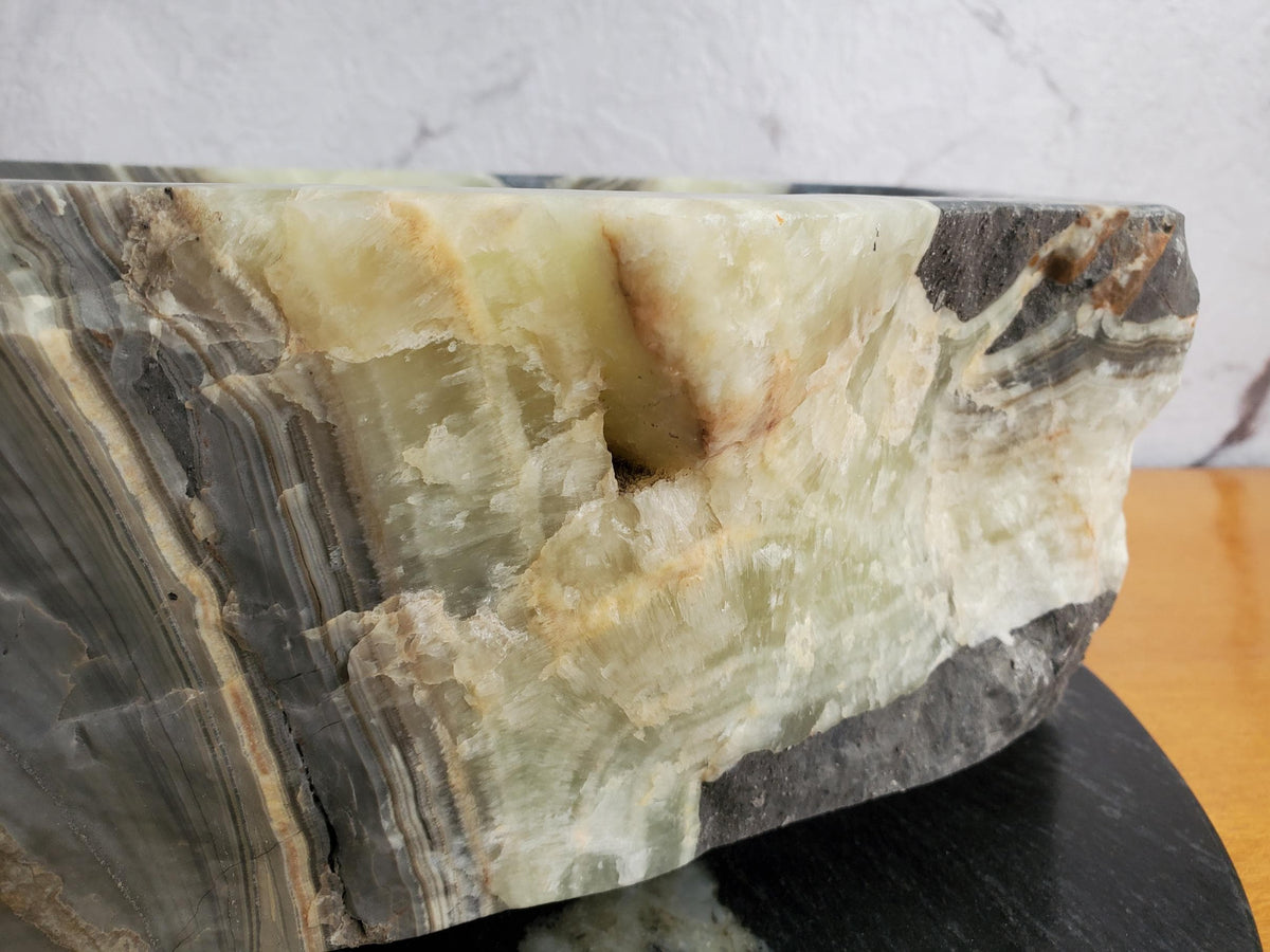 S36_04 Green Onyx Sink Custom order for SHARON Bathroom Décor Beautiful sink bespoke trend 2025 green teal aqua green teal umber grey gray brown hand wash basin home design trends luxury bathroom marble onyx sink natural stone sink plumbing fixture Rustic Onyx Vessel Sinks rustic vessel sink