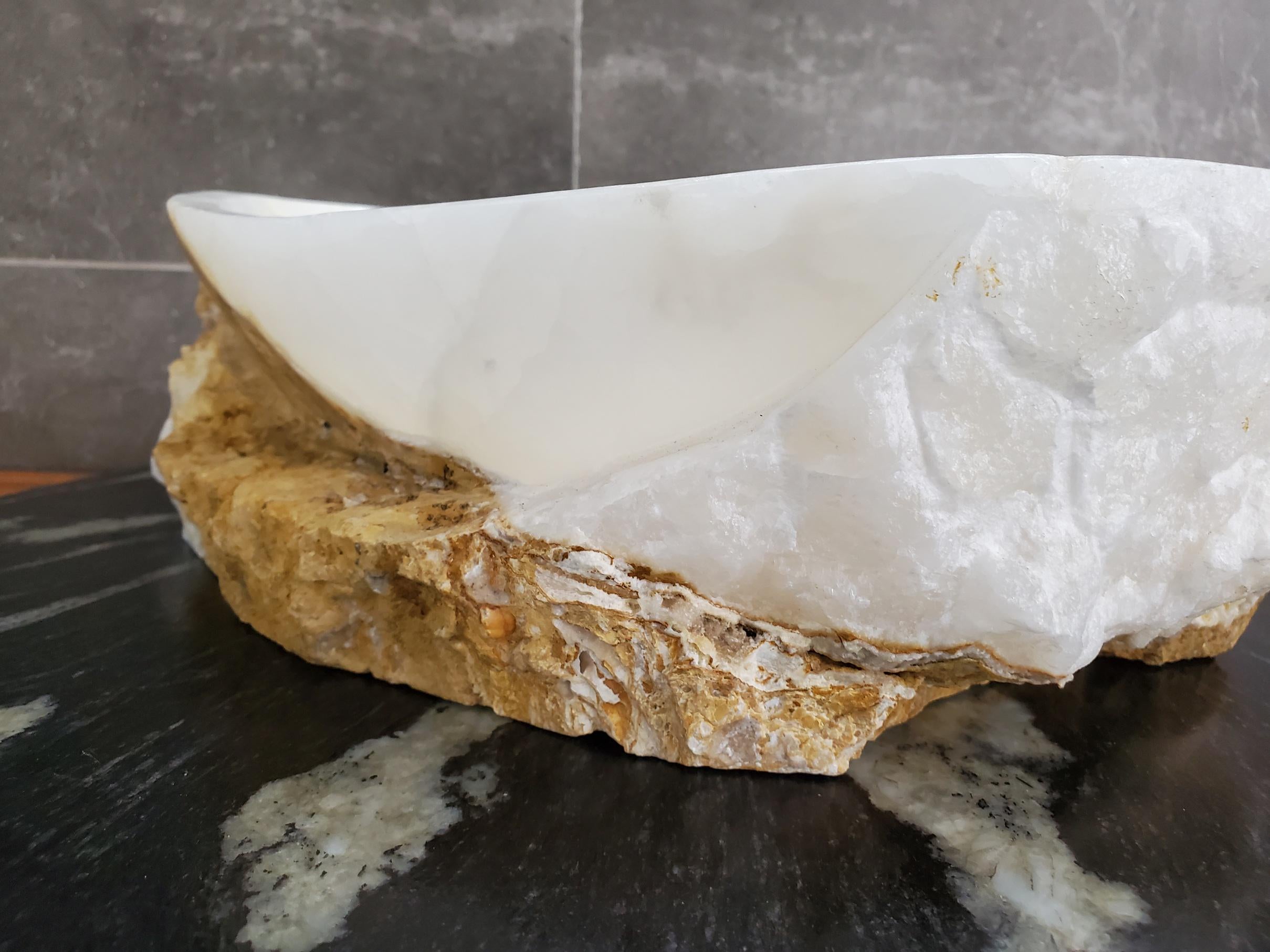 White Onyx Marble Vessel Sink – Oval Natural Stone Countertop Sink, Polished Vanity Basin, Luxury Spa Bathroom Decor 15x11 Inch Above Counter sink Bathroom Décor beige tan taupe hand basin bowl handmade powder room Home design trends luxury bathroom Marble Onix Rock modern contemporary natural stone sink plumbing fixture Rectangle Vessel Tan Rustic Onyx Vessel Sinks Translucent Polish