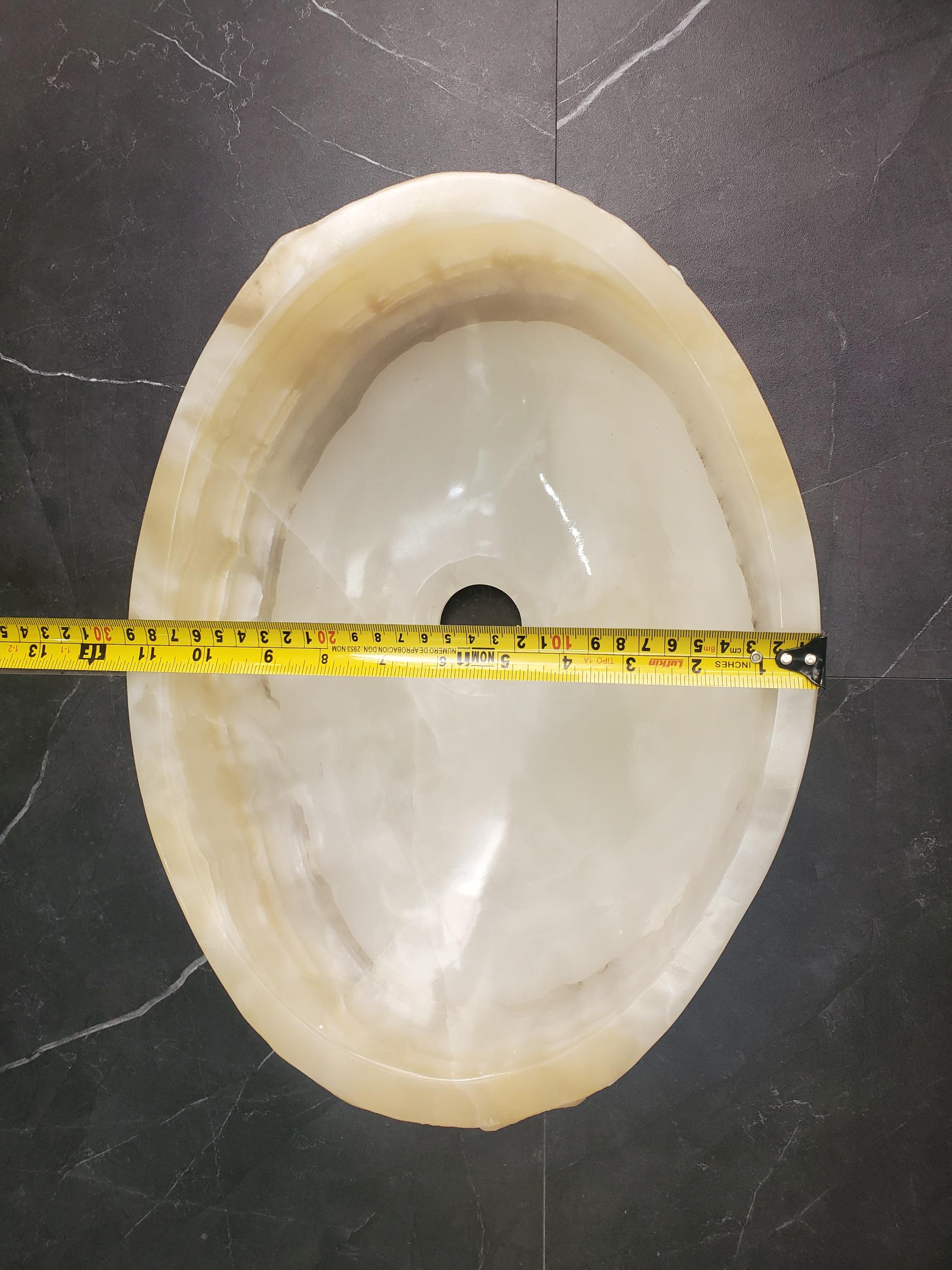 Cream Onyx Vessel Sink, 15x11.5 Inch Natural Stone Countertop Basin, Polished Luxury Vanity Sink, Spa Bathroom Decor Above Counter sink Bathroom Décor beige tan taupe hand basin bowl handmade powder room Home design trends luxury bathroom Marble Onix Rock modern contemporary natural stone sink plumbing fixture Rectangle Vessel Tan Rustic Onyx Vessel Sinks Translucent Polish