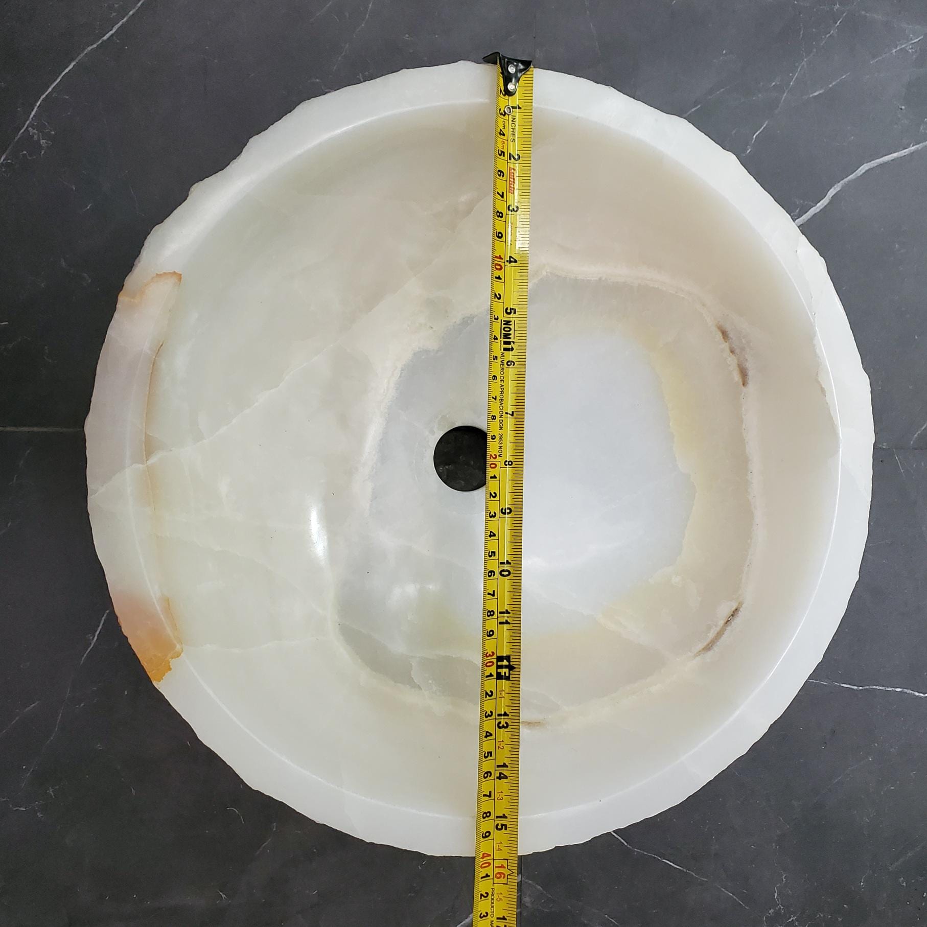 White Onyx Marble Vessel Sink, Natural Stone Vanity Basin, Polished Bathroom Countertop Sink, Spa Decor 16x16 Inch Above Counter sink Bathroom Décor beige tan taupe hand basin bowl handmade powder room Home design trends luxury bathroom Marble Onix Rock modern contemporary natural stone sink plumbing fixture Rectangle Vessel Tan Rustic Onyx Vessel Sinks Translucent Polish