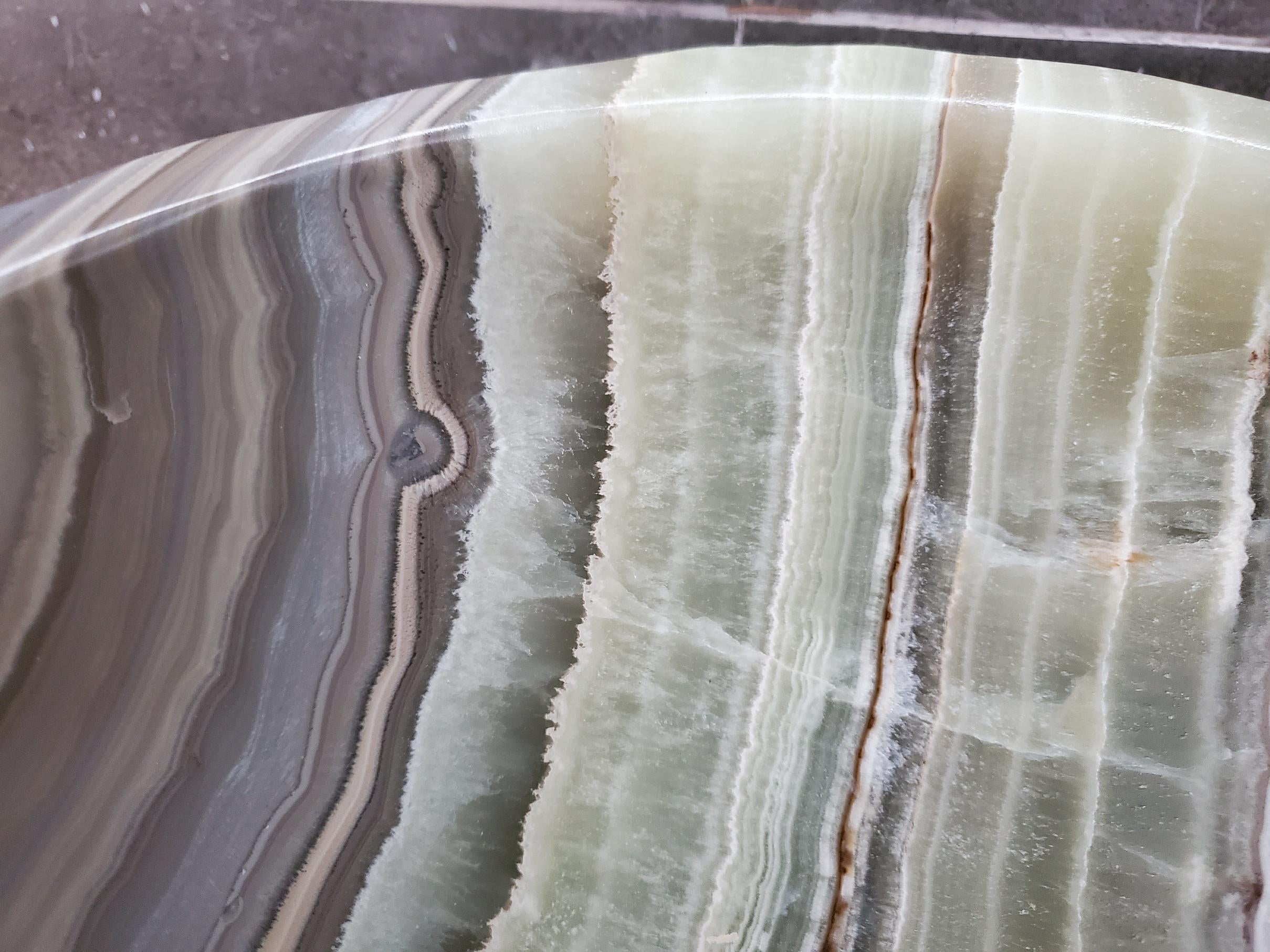 Green Onyx Vessel Sink, 15x11 Inch Natural Stone Countertop Basin, Polished Luxury Vanity Sink, Spa Bathroom Decor Above Counter sink Bathroom Décor beige tan taupe hand basin bowl handmade powder room Home design trends luxury bathroom Marble Onix Rock modern contemporary natural stone sink plumbing fixture Rectangle Vessel Tan Rustic Onyx Vessel Sinks Translucent Polish