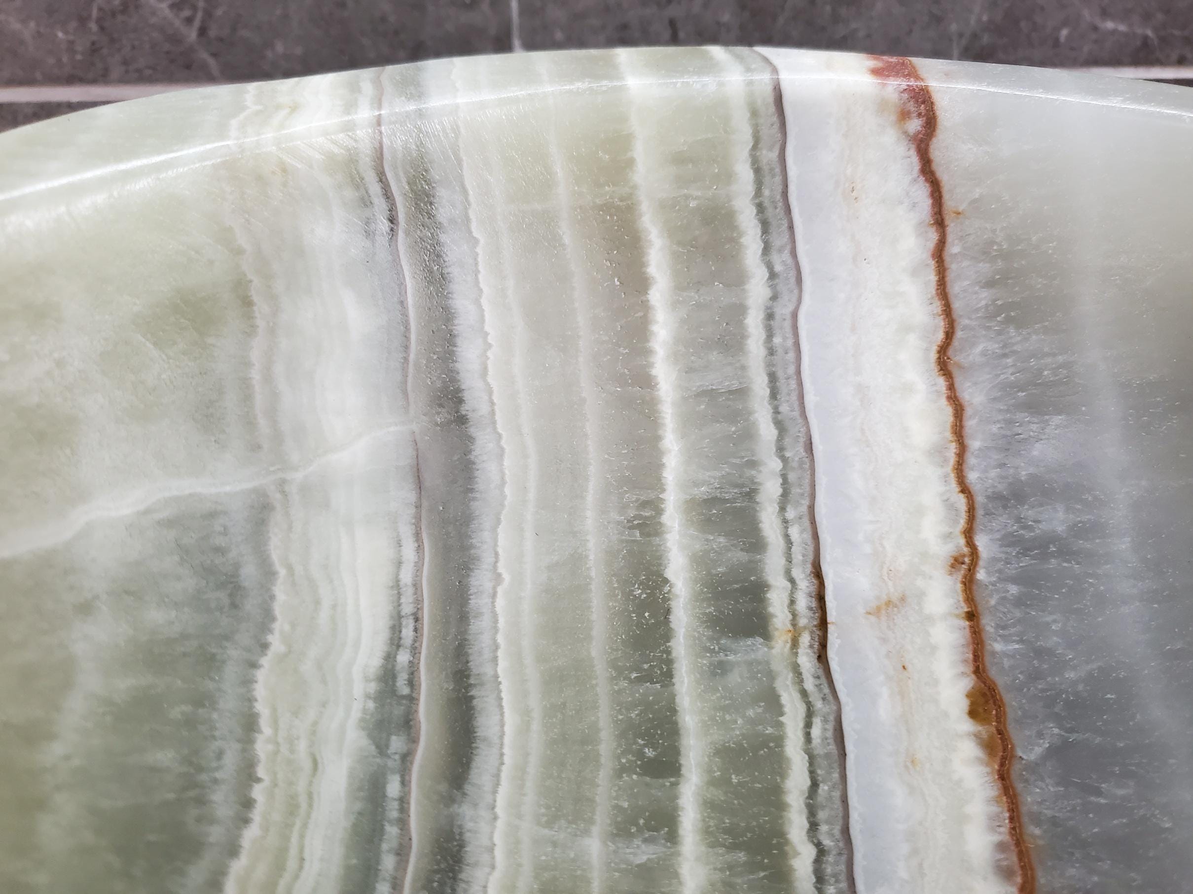 Green Onyx Vessel Sink, 16.5x12.5 Inch Natural Stone Countertop Basin, Polished Luxury Vanity Sink, Spa Bathroom Decor Above Counter sink Bathroom Décor beige tan taupe hand basin bowl handmade powder room Home design trends luxury bathroom Marble Onix Rock modern contemporary natural stone sink plumbing fixture Rectangle Vessel Tan Rustic Onyx Vessel Sinks Translucent Polish