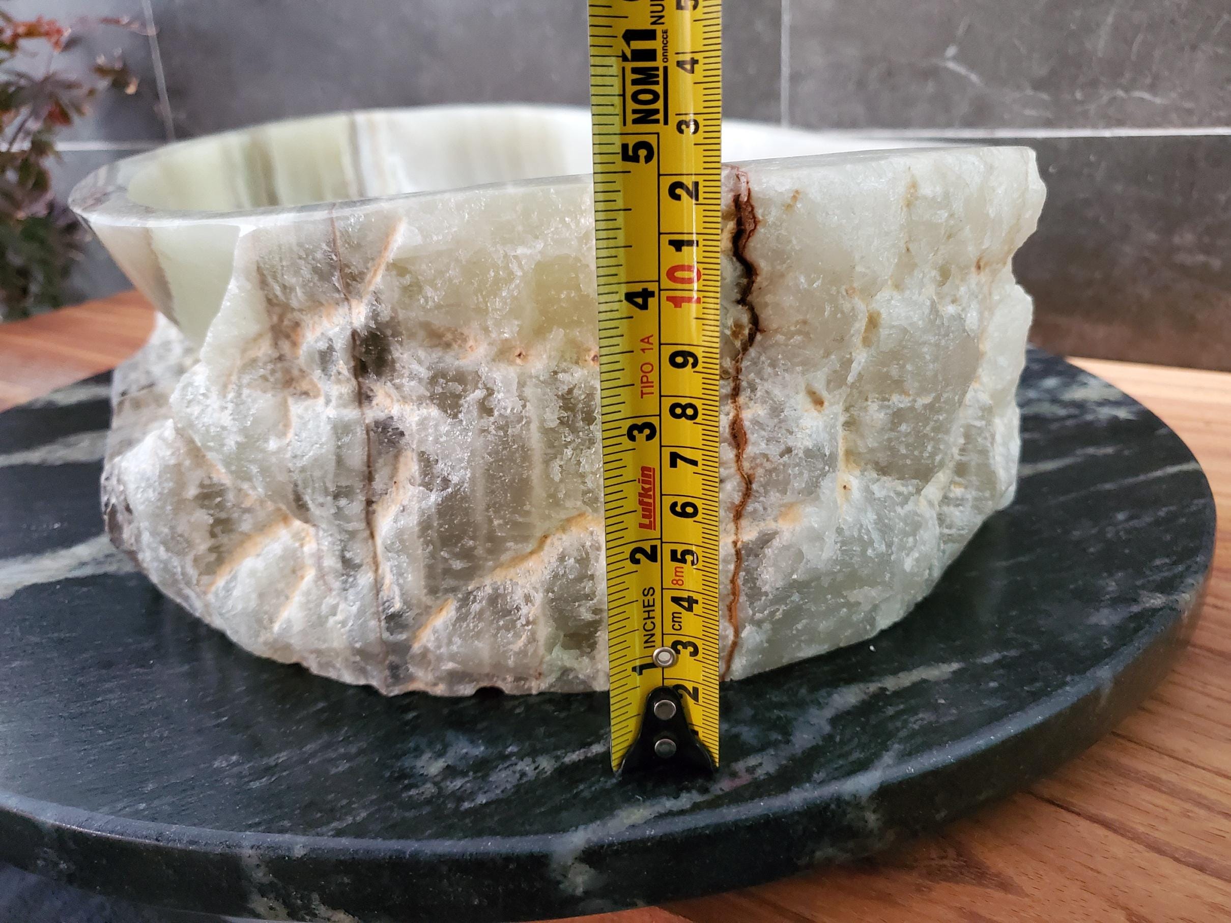 Green Onyx Marble Vessel Sink, 16.5x12.5 Inch Natural Stone Countertop Basin, Polished Luxury Vanity Sink, Spa Bathroom Decor Above Counter sink Bathroom Décor beige tan taupe hand basin bowl handmade powder room Home design trends luxury bathroom Marble Onix Rock modern contemporary natural stone sink plumbing fixture Rectangle Vessel Tan Rustic Onyx Vessel Sinks Translucent Polish