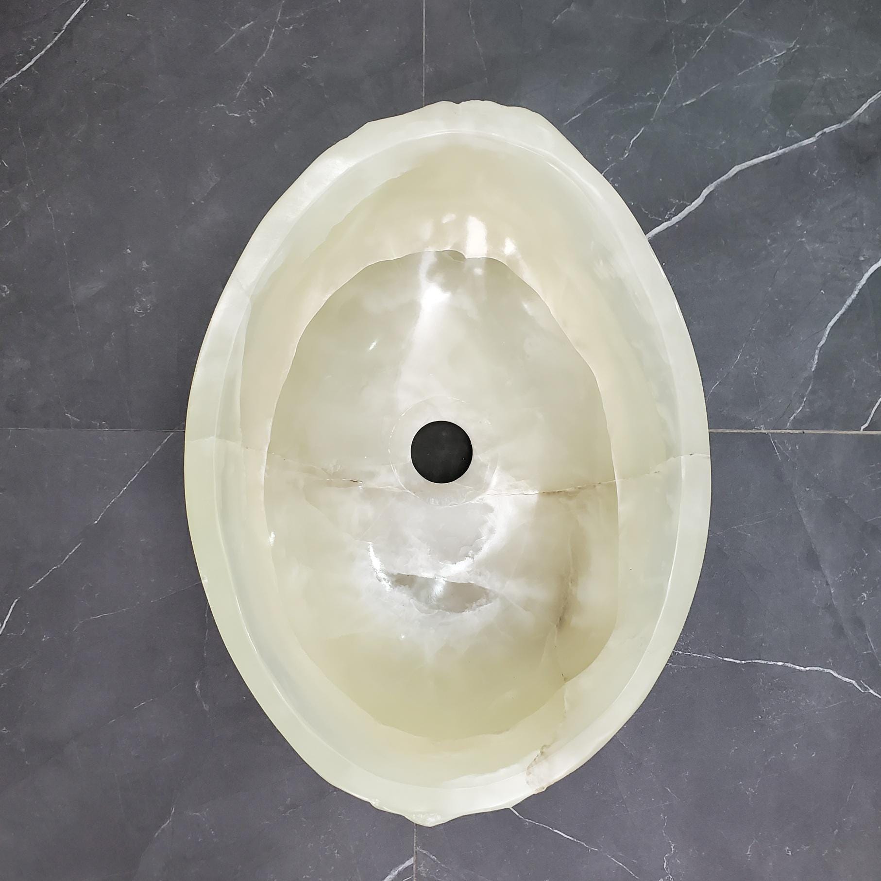 Green Onyx Vessel Sink, Natural Stone Vanity Basin, Polished Bathroom Countertop Sink, Spa Decor 15x11.5 Inch Above Counter sink Bathroom Décor beige tan taupe hand basin bowl handmade powder room Home design trends luxury bathroom Marble Onix Rock modern contemporary natural stone sink plumbing fixture Rectangle Vessel Tan Rustic Onyx Vessel Sinks Translucent Polish