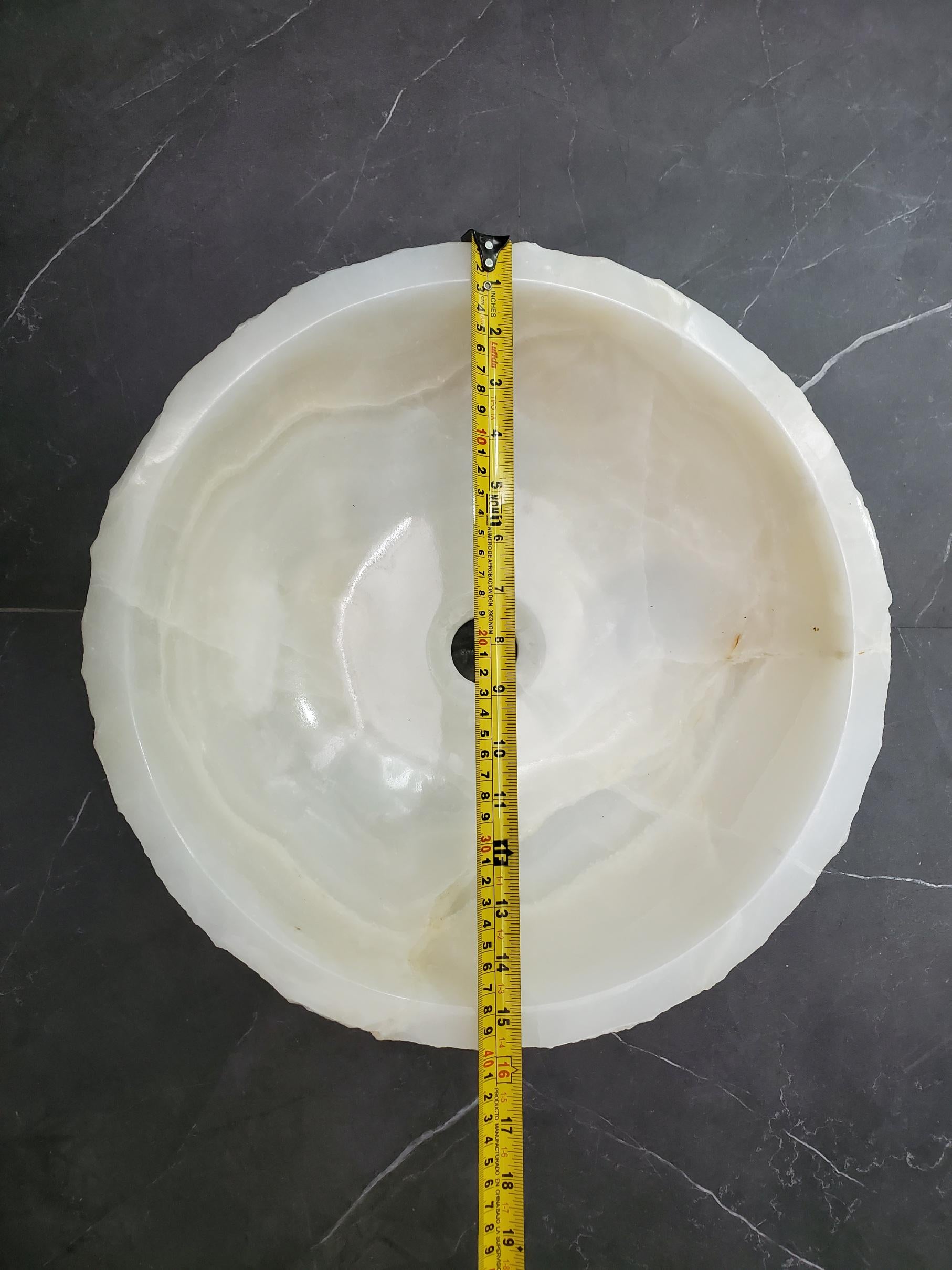 White Onyx Vessel Sink, 15.6x15.6 Inch Natural Stone Countertop Basin, Polished Luxury Vanity Sink, Spa Bathroom Decor Above Counter sink Bathroom Décor beige tan taupe hand basin bowl handmade powder room Home design trends luxury bathroom Marble Onix Rock modern contemporary natural stone sink plumbing fixture Rectangle Vessel Tan Rustic Onyx Vessel Sinks Translucent Polish