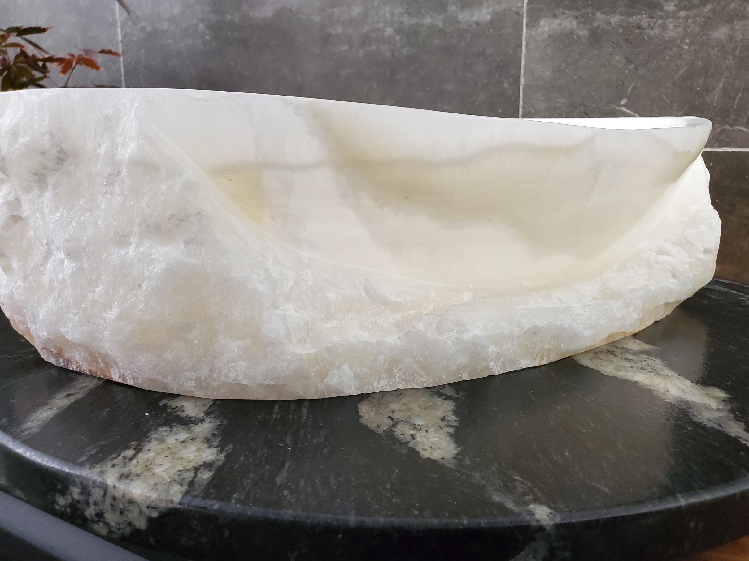 White Onyx Vessel Sink – Oval Natural Stone Countertop Sink, Polished Vanity Basin, Luxury Spa Bathroom Decor 18.5x13.5 Inch Above Counter sink Bathroom Décor beige tan taupe hand basin bowl handmade powder room Home design trends luxury bathroom Marble Onix Rock modern contemporary natural stone sink plumbing fixture Rectangle Vessel Tan Rustic Onyx Vessel Sinks Translucent Polish