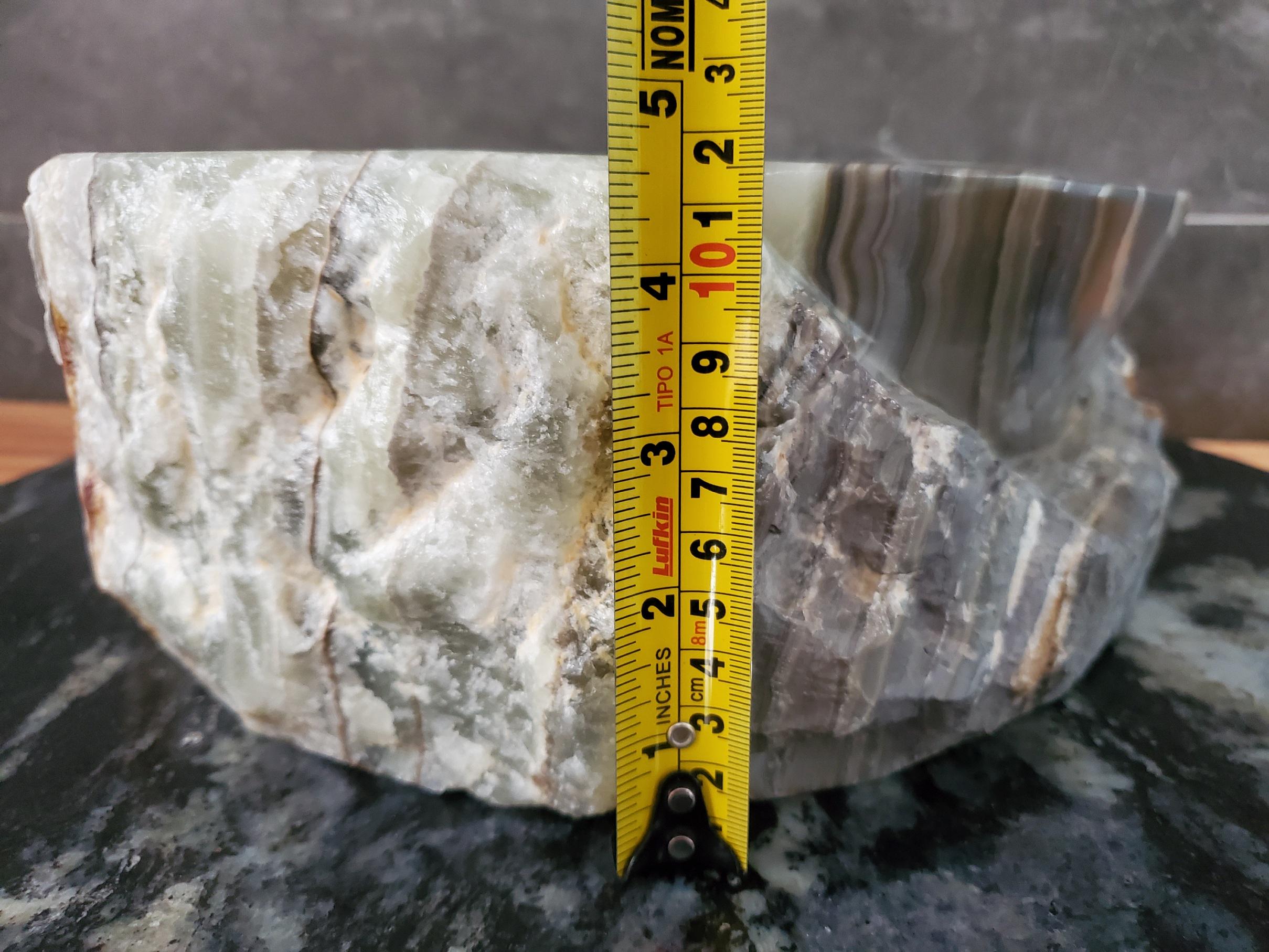 Green Onyx Vessel Sink, 15x11 Inch Natural Stone Countertop Basin, Polished Luxury Vanity Sink, Spa Bathroom Decor Above Counter sink Bathroom Décor beige tan taupe hand basin bowl handmade powder room Home design trends luxury bathroom Marble Onix Rock modern contemporary natural stone sink plumbing fixture Rectangle Vessel Tan Rustic Onyx Vessel Sinks Translucent Polish