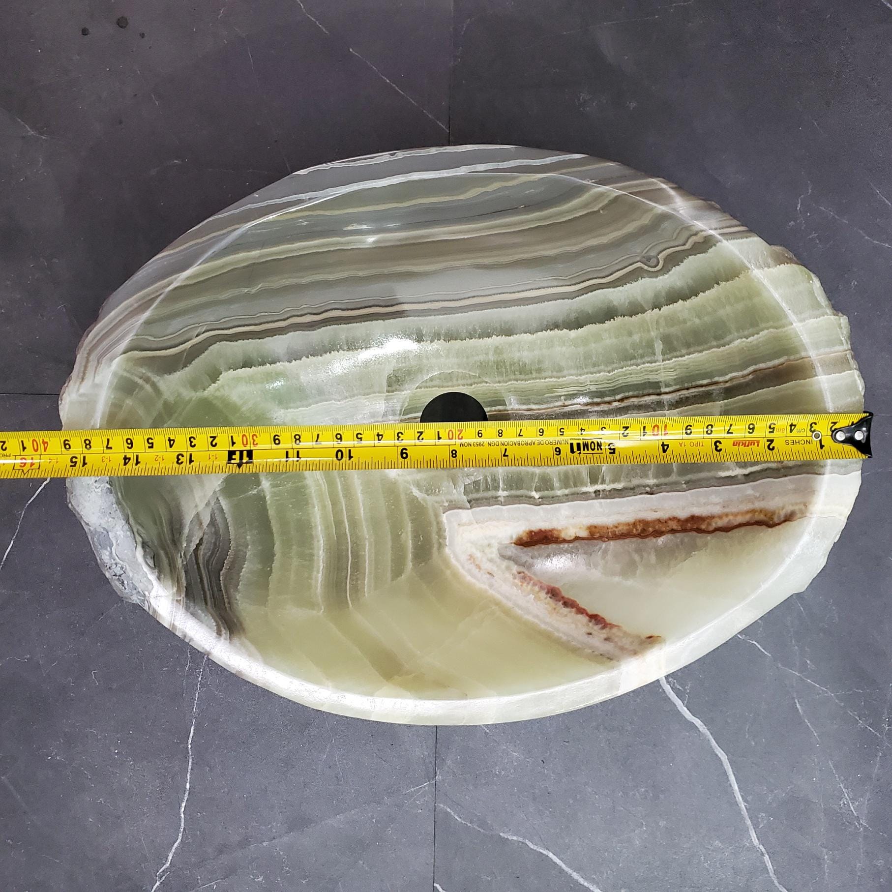 Green Onyx Vessel Sink, 15x11 Inch Natural Stone Countertop Basin, Polished Luxury Vanity Sink, Spa Bathroom Decor Above Counter sink Bathroom Décor beige tan taupe hand basin bowl handmade powder room Home design trends luxury bathroom Marble Onix Rock modern contemporary natural stone sink plumbing fixture Rectangle Vessel Tan Rustic Onyx Vessel Sinks Translucent Polish