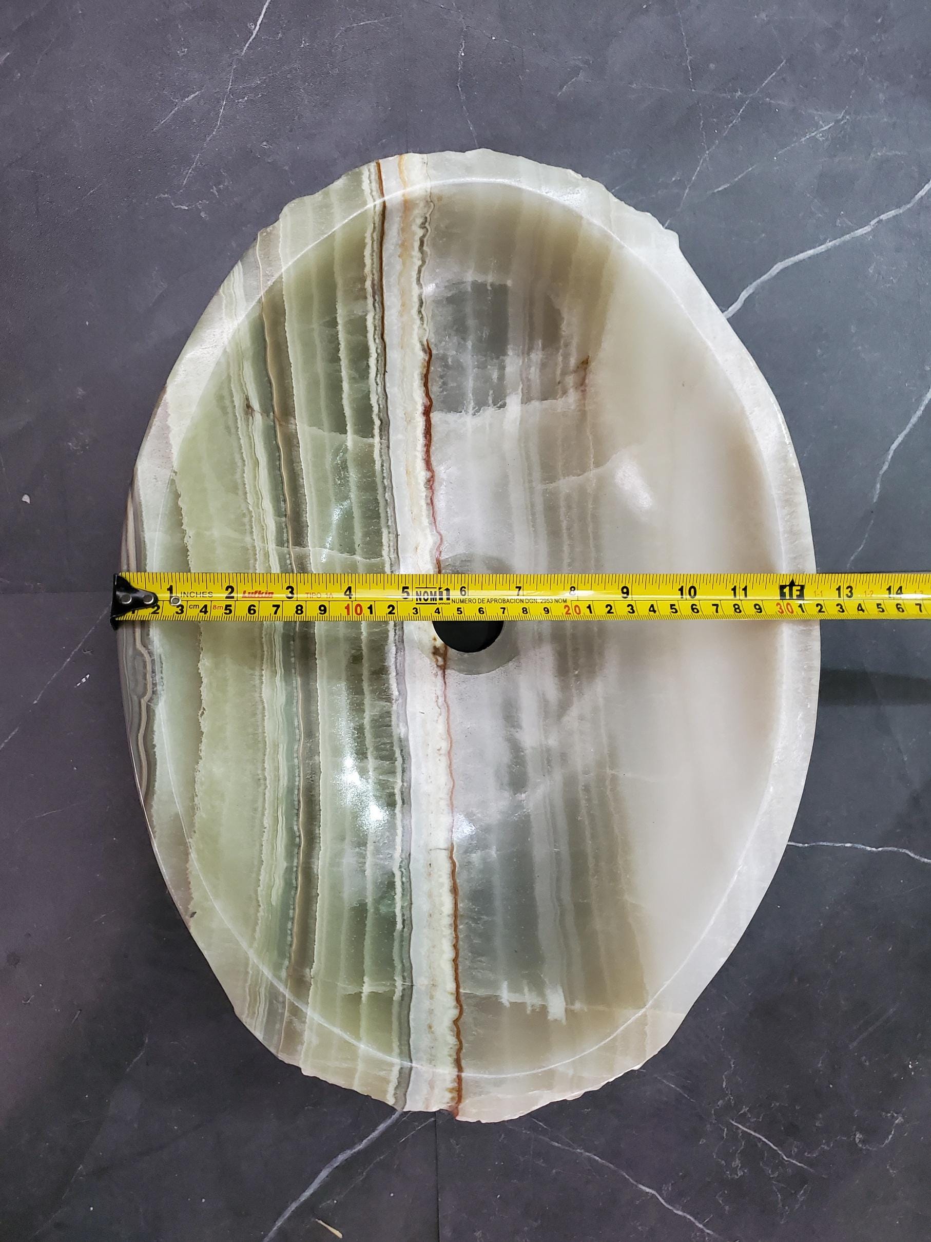 Green Onyx Marble Vessel Sink, 16.5x12.5 Inch Natural Stone Countertop Basin, Polished Luxury Vanity Sink, Spa Bathroom Decor Above Counter sink Bathroom Décor beige tan taupe hand basin bowl handmade powder room Home design trends luxury bathroom Marble Onix Rock modern contemporary natural stone sink plumbing fixture Rectangle Vessel Tan Rustic Onyx Vessel Sinks Translucent Polish