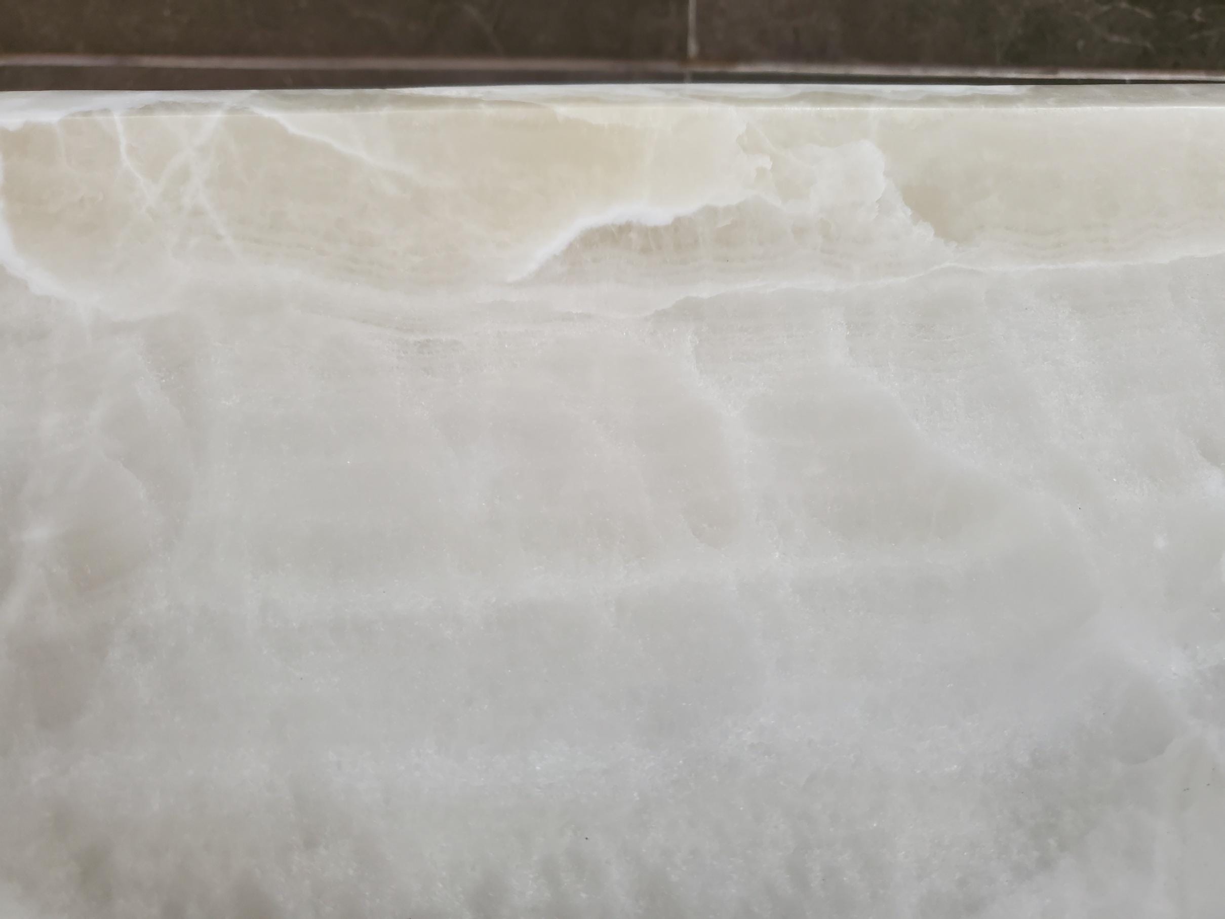 White Onyx Marble Vessel Sink – Natural Stone Countertop Sink, Polished Vanity Basin, Luxury Spa Bathroom Decor 15.8x15.8 Inch Above Counter sink Bathroom Décor beige tan taupe hand basin bowl handmade powder room Home design trends luxury bathroom Marble Onix Rock modern contemporary natural stone sink plumbing fixture Polished Onyx Sinks Rectangle Vessel Tan Translucent Polish