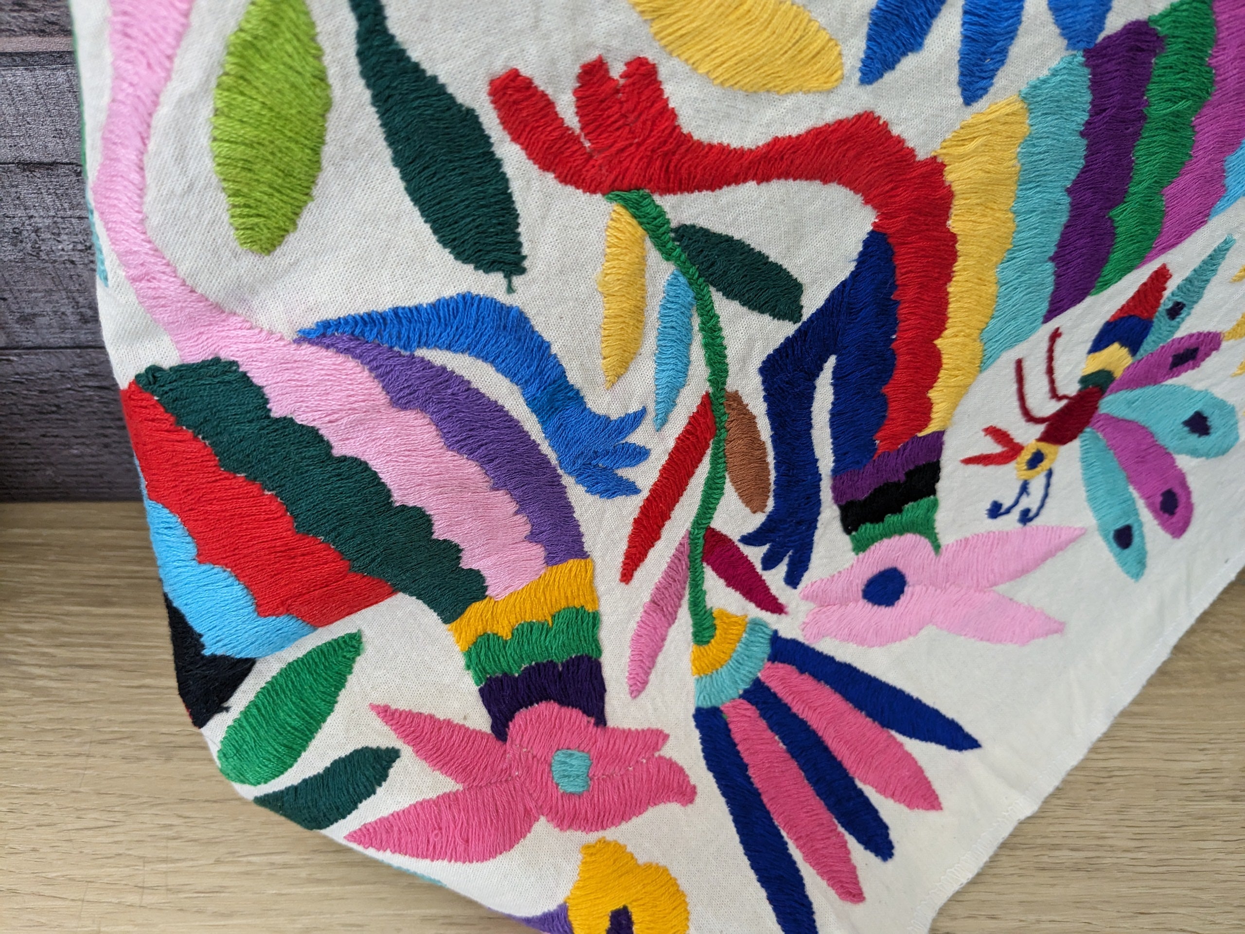 Tenango Otomi Table Runner, Authentic Mexican Hand Embroidered Textile Art Tenango Decor Kitchen & Dining Table Runners