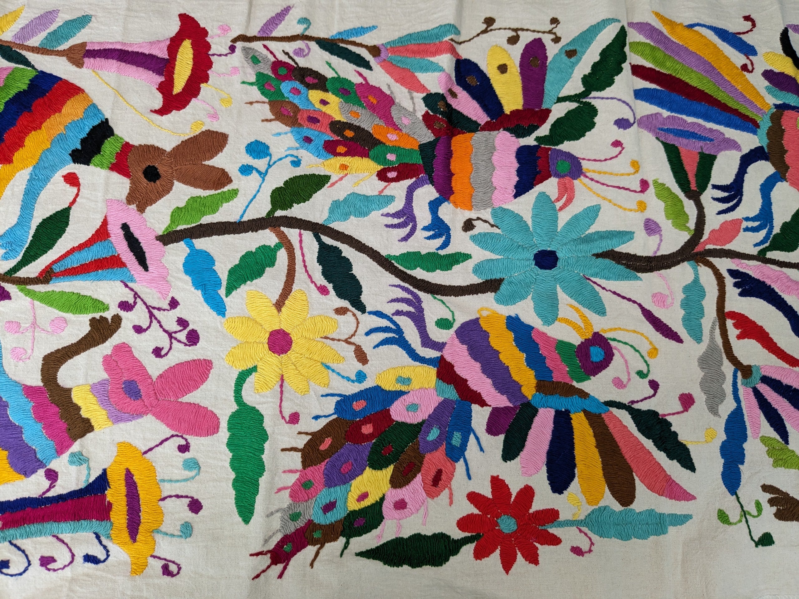 Tenango Otomi Table Runner, Authentic Mexican Hand Embroidered Textile Art Tenango Decor Kitchen & Dining Table Runners