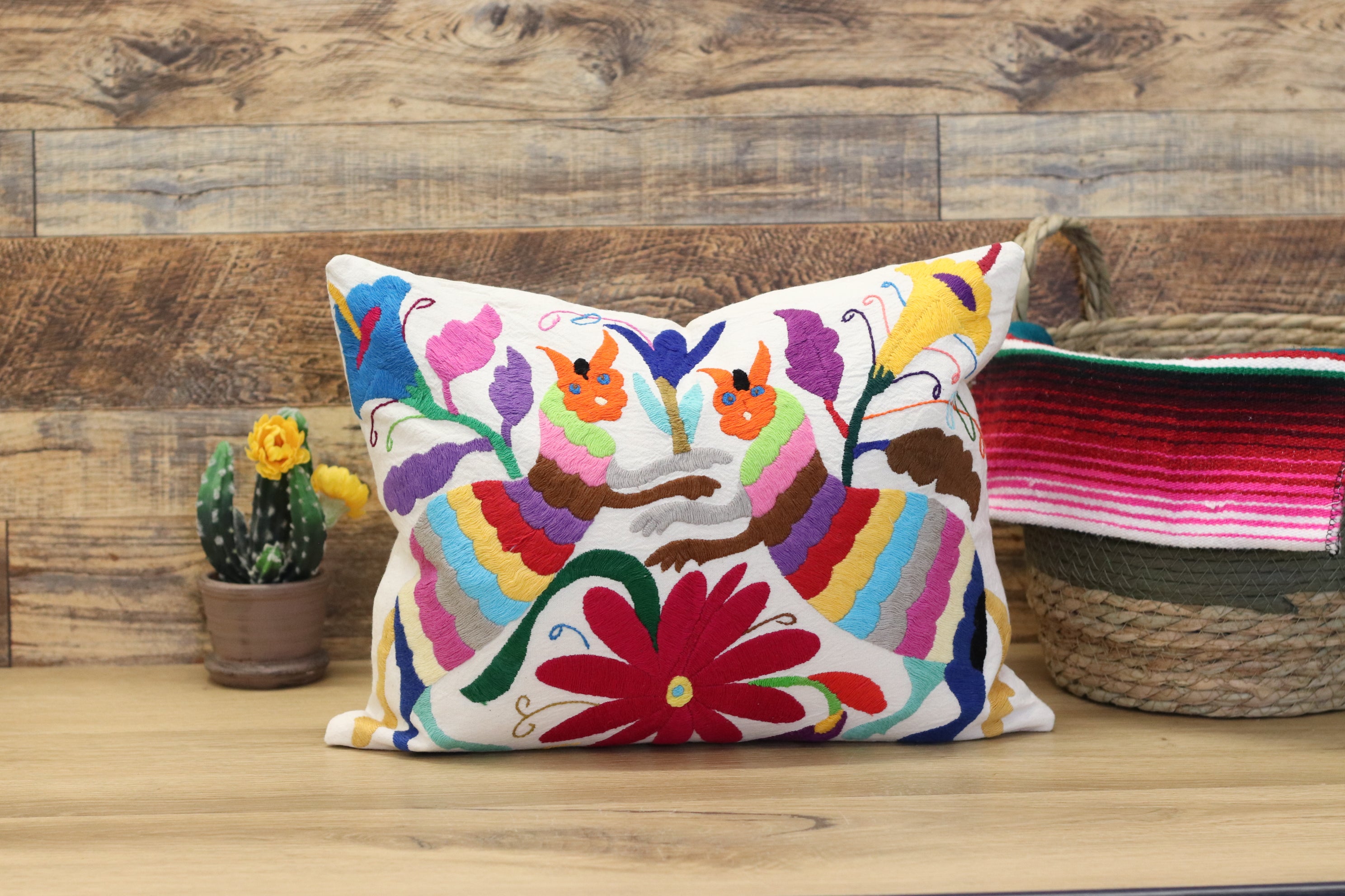 16" x 12" Multicolor Otomi Tenango Pillow Cover Tenango Decor Home Pillow Covers