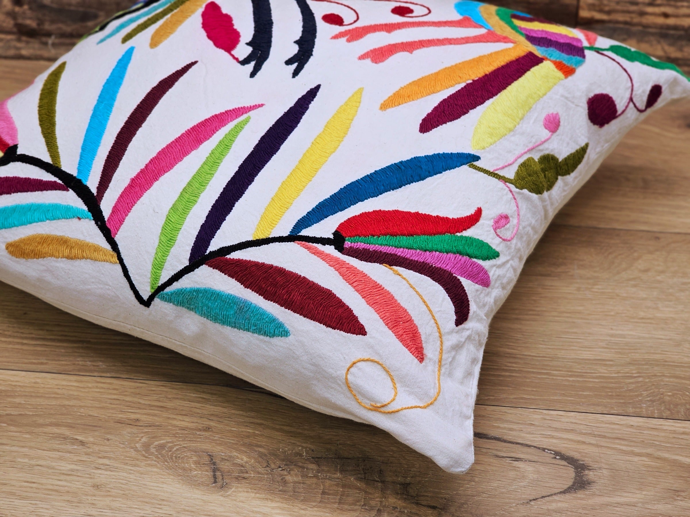 16" x 15" Multicolor Otomi Tenango Pillow Cover Tenango Decor Home Pillow Covers