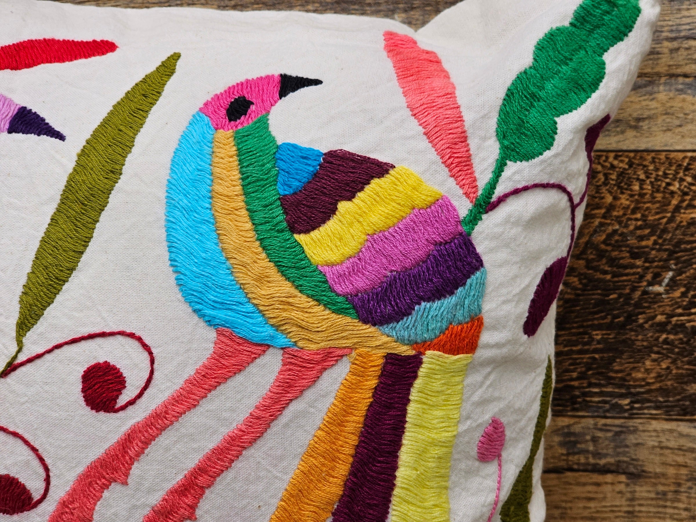 16" x 15" Multicolor Otomi Tenango Pillow Cover Tenango Decor Home Pillow Covers