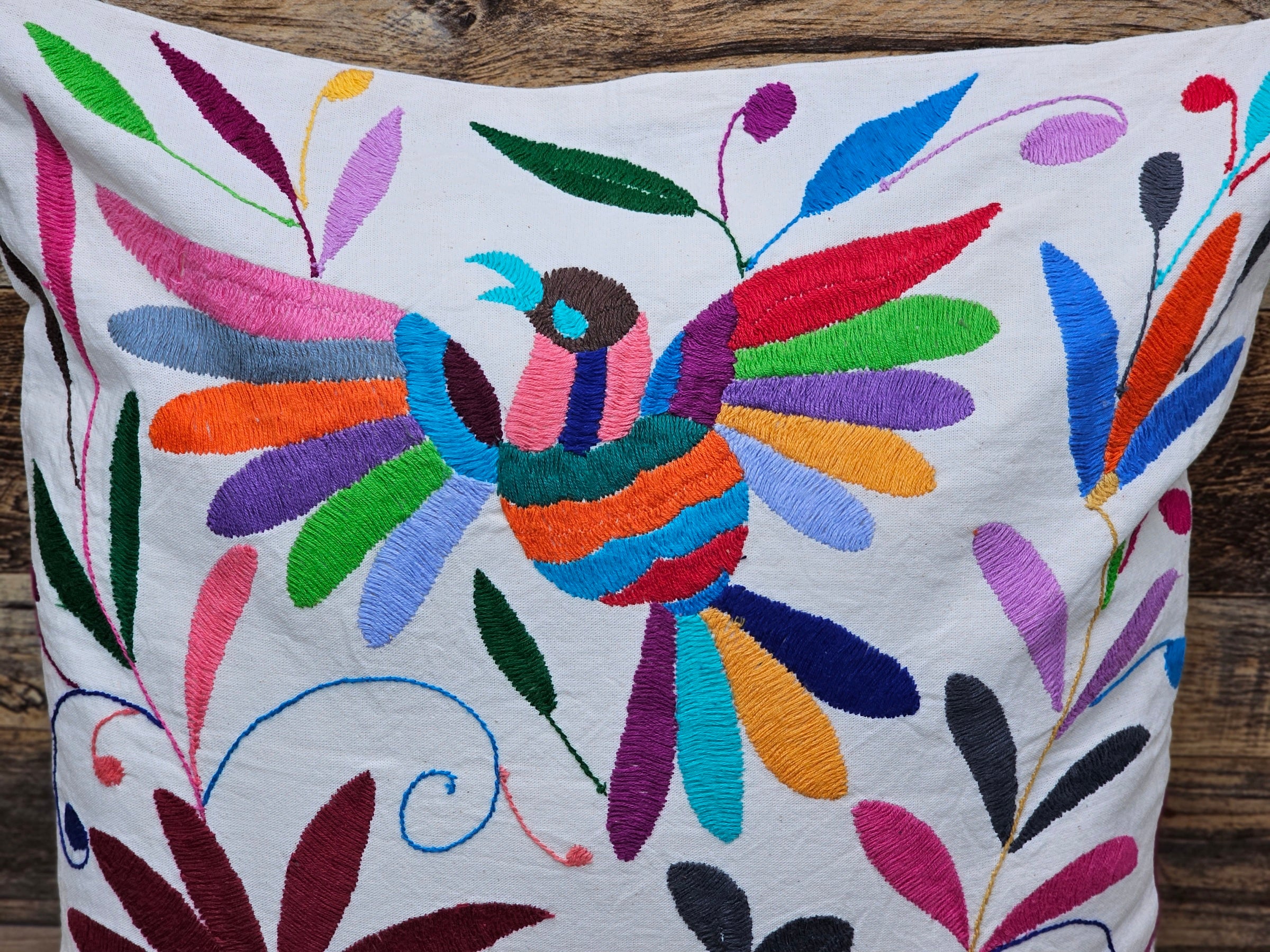 16" x 17" Multicolor Otomi Tenango Pillow Cover Tenango Decor Home Pillow Covers