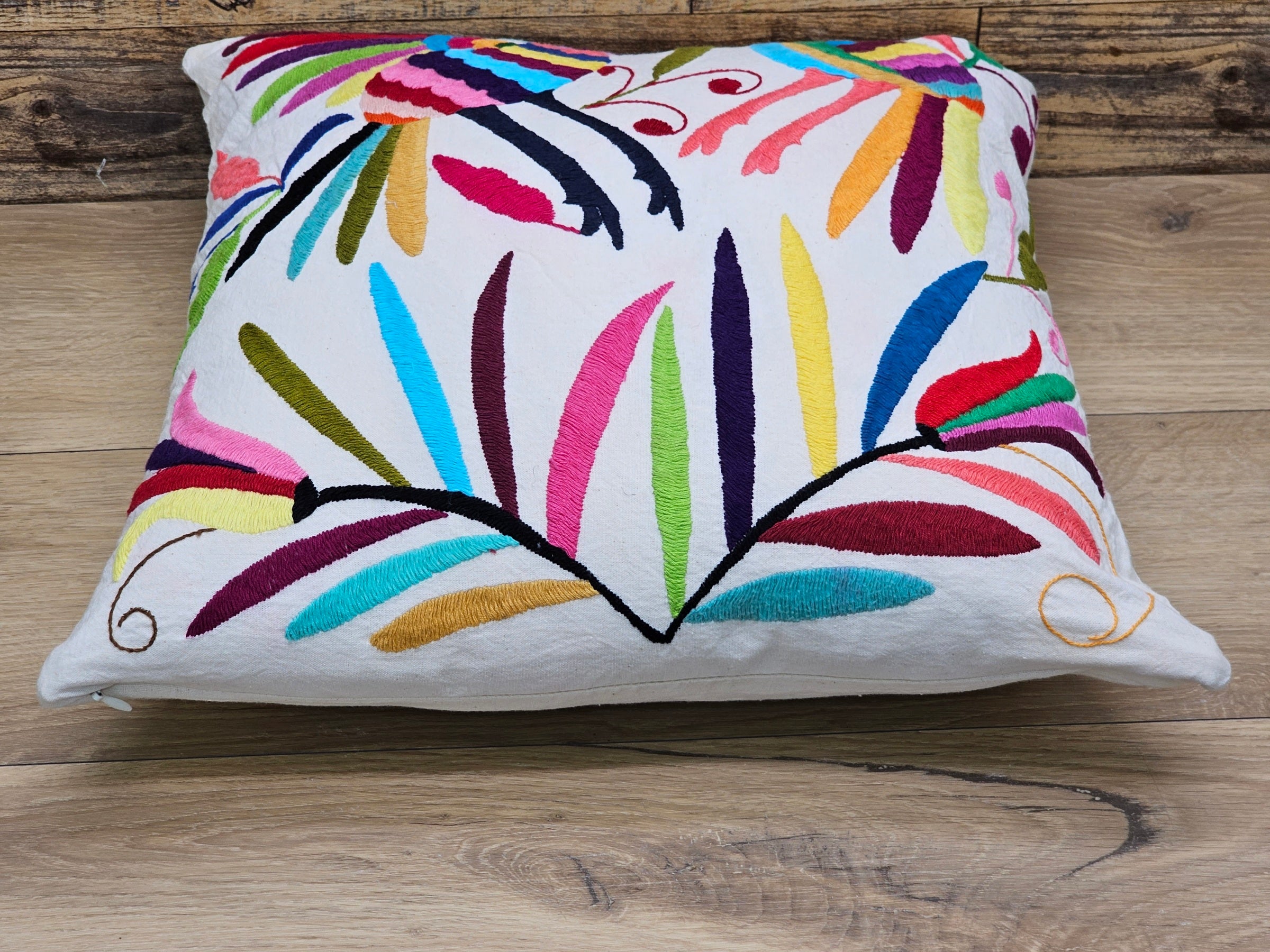 16" x 15" Multicolor Otomi Tenango Pillow Cover Tenango Decor Home Pillow Covers