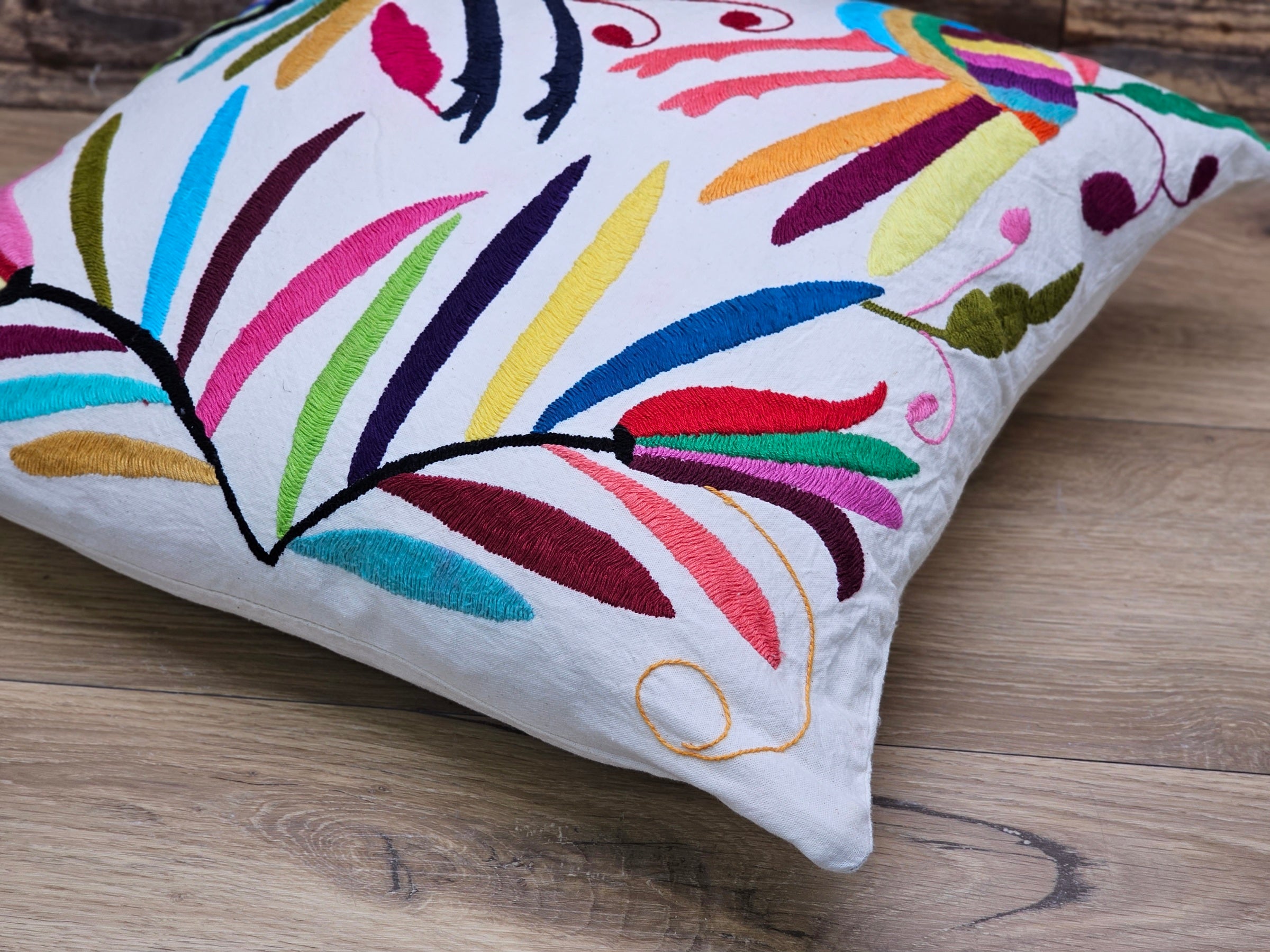 16" x 15" Multicolor Otomi Tenango Pillow Cover Tenango Decor Home Pillow Covers