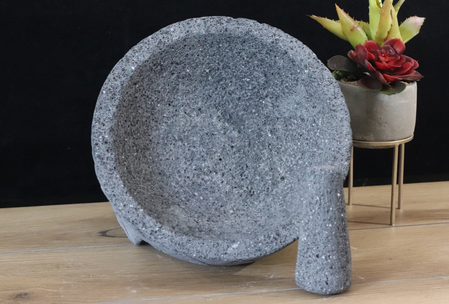 Family Size Bowl & Pestle - Lava Stone - 12 Inch Molcajete Accessories Featured Kitchen & Dining Molcajete