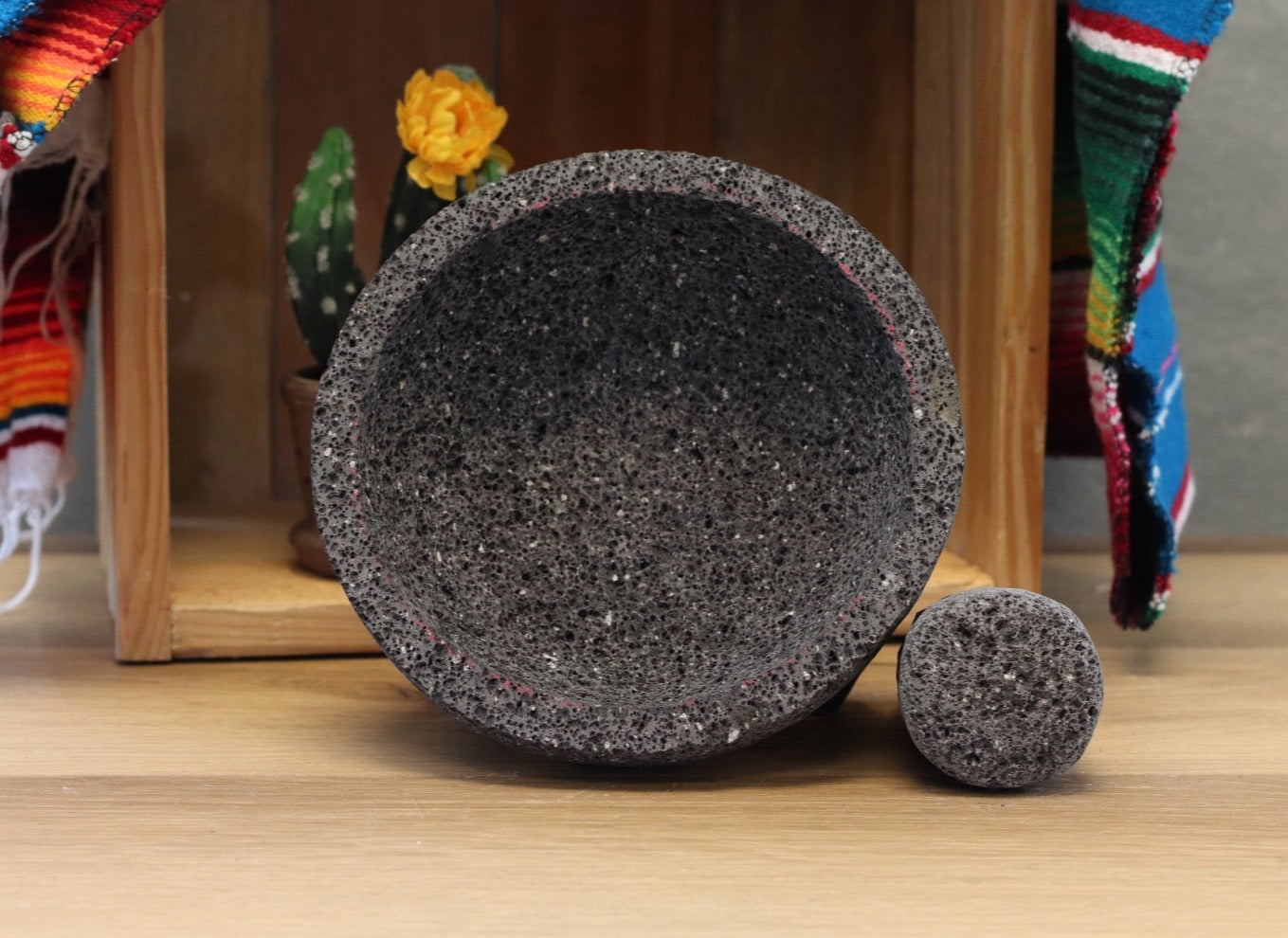 Cultural Bowl & Pestle - Lava Stone - 8 Inch - Authentic Mexican Molcajete! Molcajete Accessories Featured Kitchen & Dining Molcajete