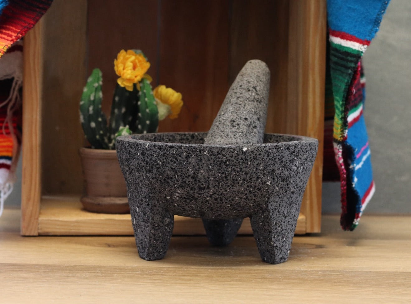 Cultural Bowl & Pestle - Lava Stone - 8 Inch - Authentic Mexican Molcajete! Molcajete Accessories Featured Kitchen & Dining Molcajete