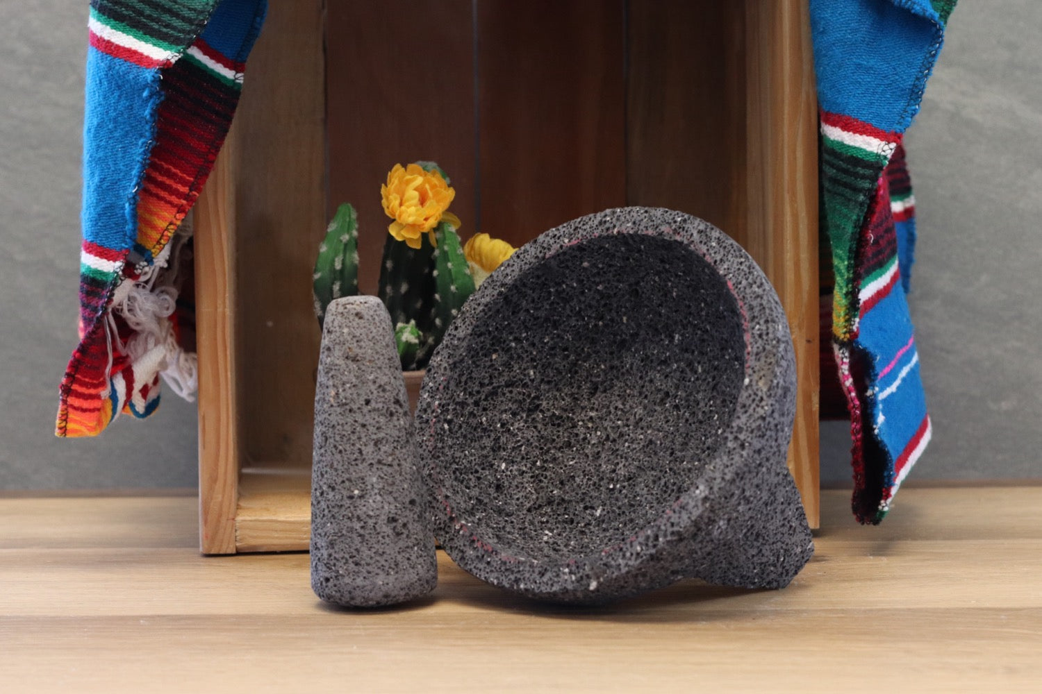 Cultural Bowl & Pestle - Lava Stone - 8 Inch - Authentic Mexican Molcajete! Molcajete Accessories Featured Kitchen & Dining Molcajete