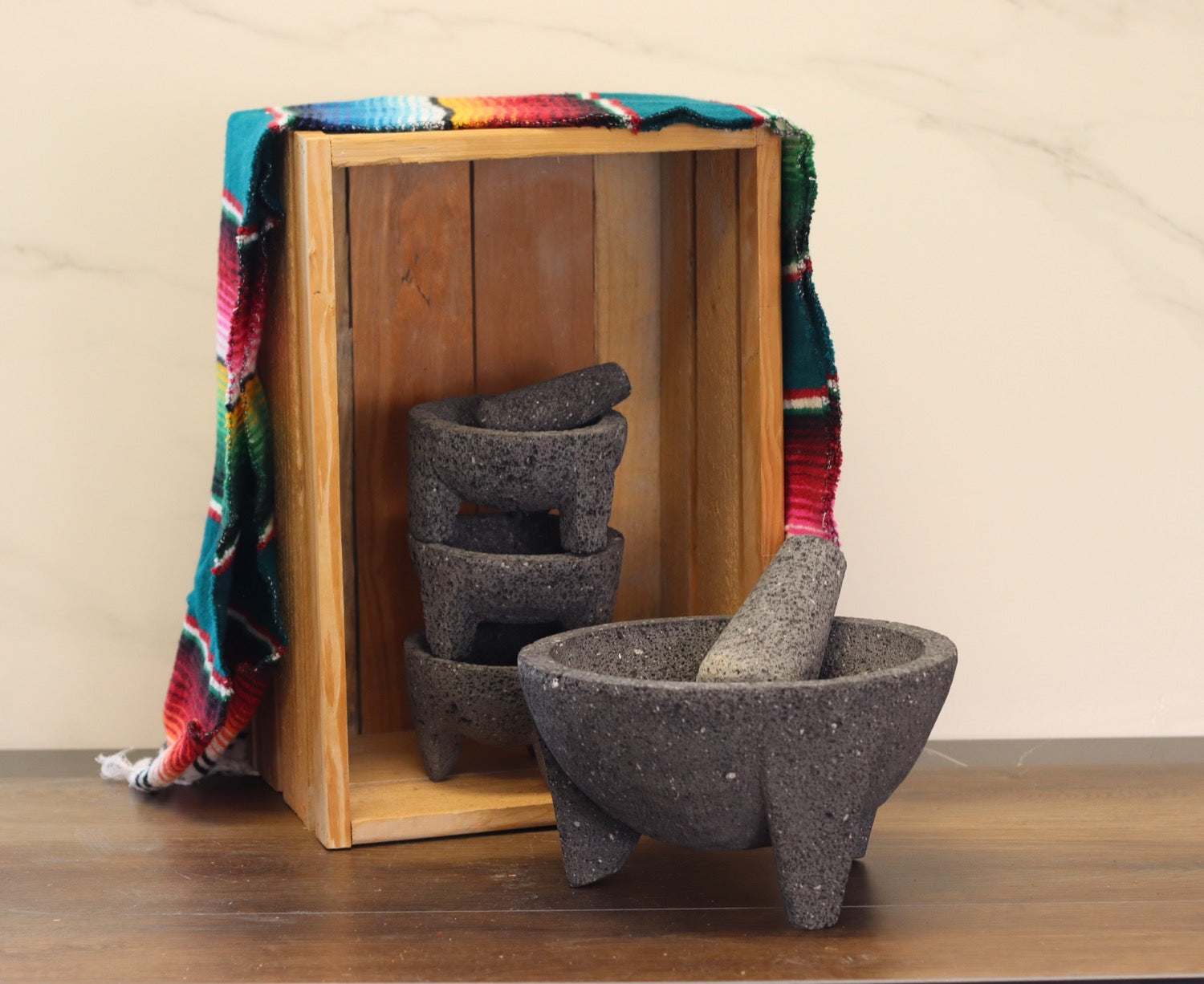 Cultural Bowl & Pestle - Lava Stone - 8 Inch - Authentic Mexican Molcajete! Molcajete Accessories Featured Kitchen & Dining Molcajete