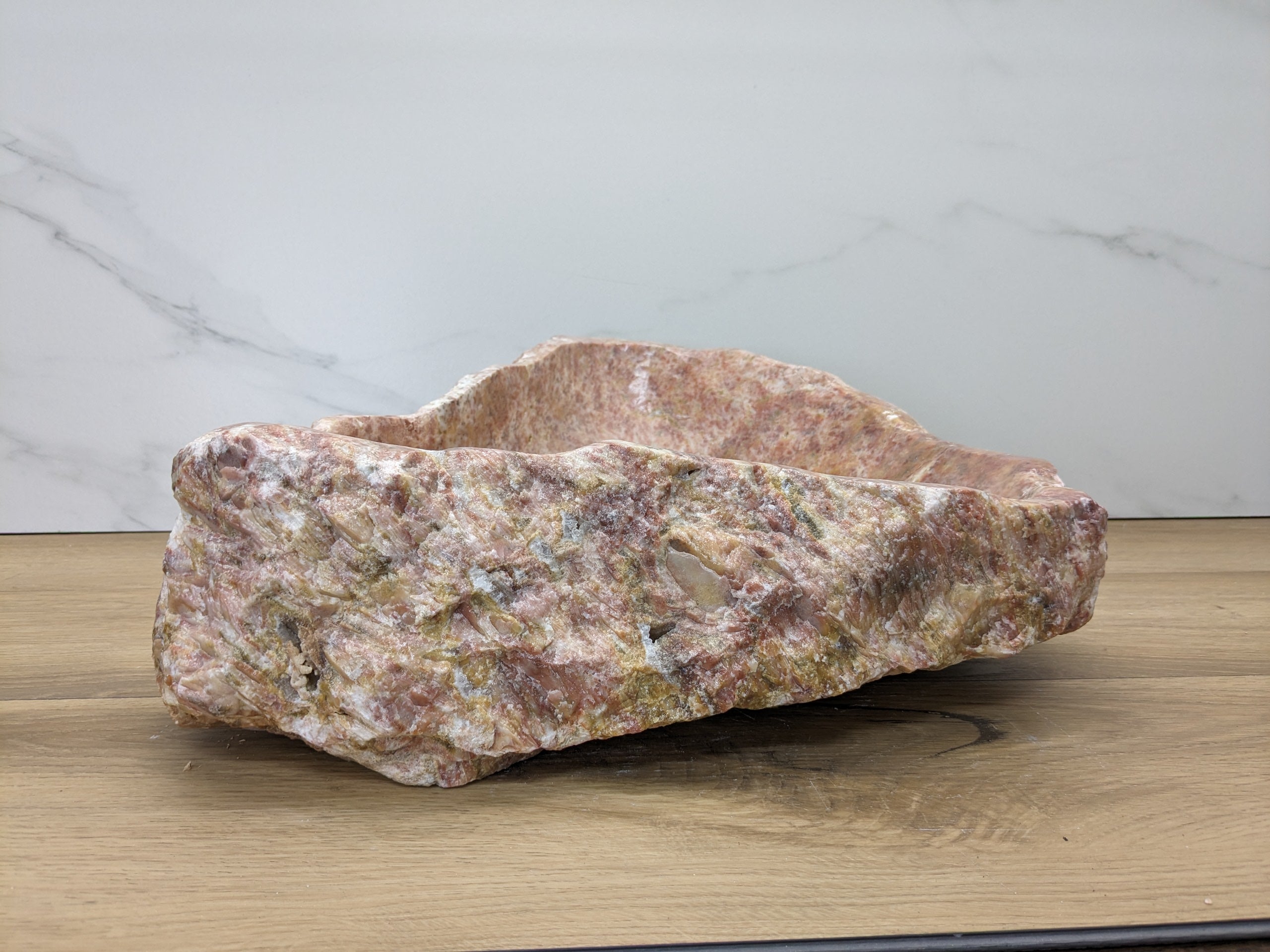 Pink and Tan Onyx Vessel Bathroom Sink Onyx Sinks Onyx Sinks Sinks