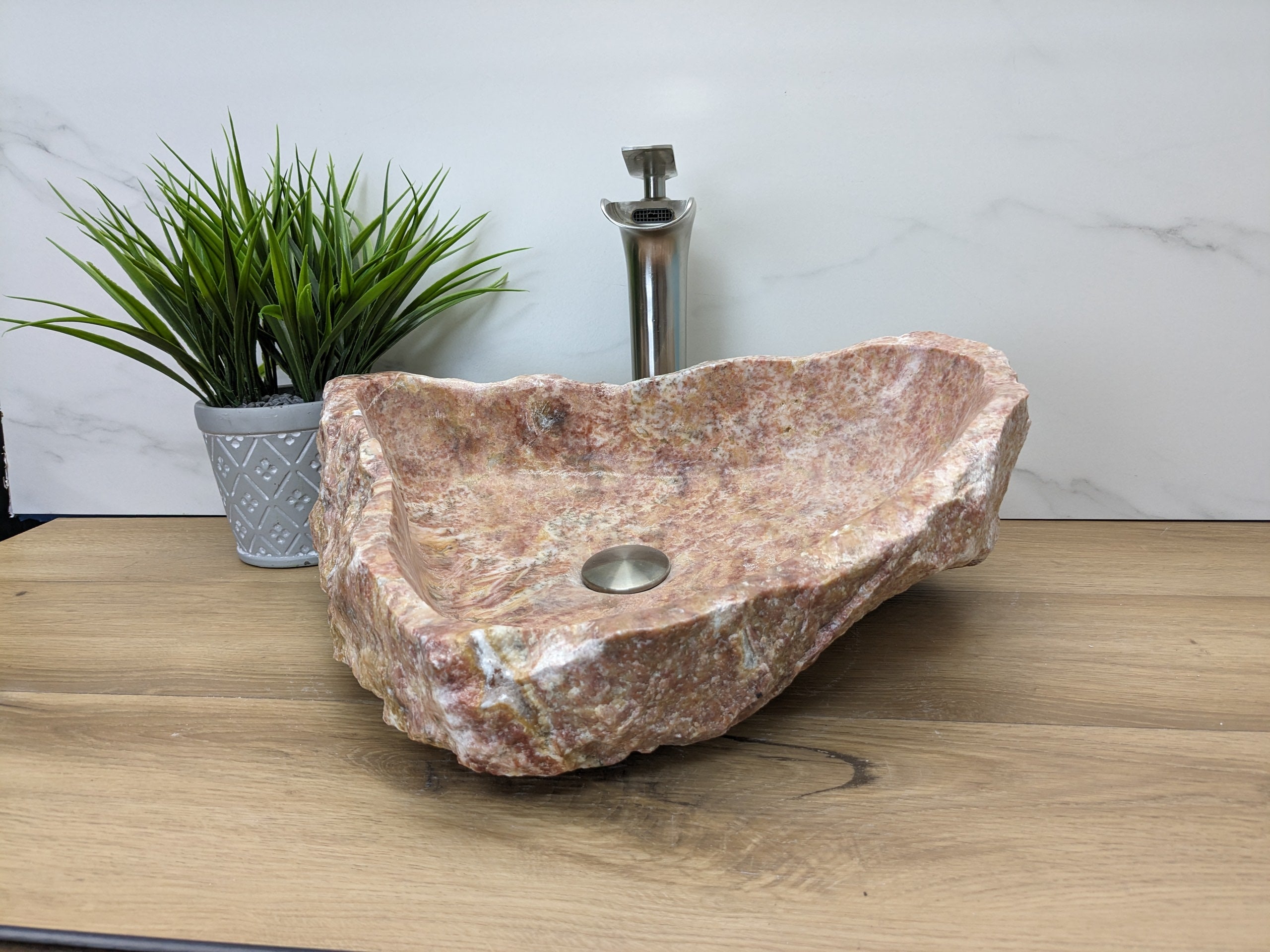 Pink and Tan Onyx Vessel Bathroom Sink Onyx Sinks Onyx Sinks Sinks