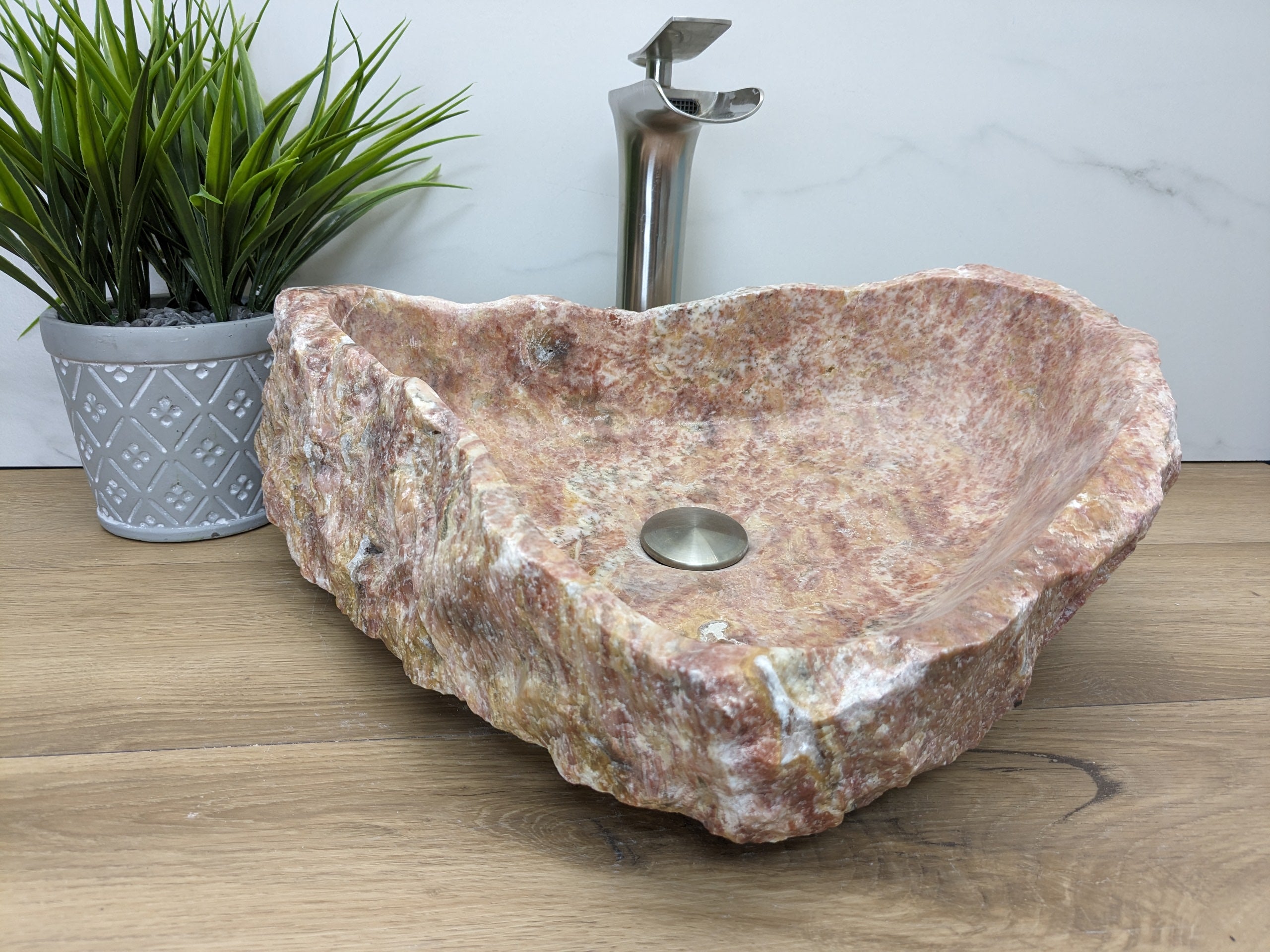 Pink and Tan Onyx Vessel Bathroom Sink Onyx Sinks Onyx Sinks Sinks