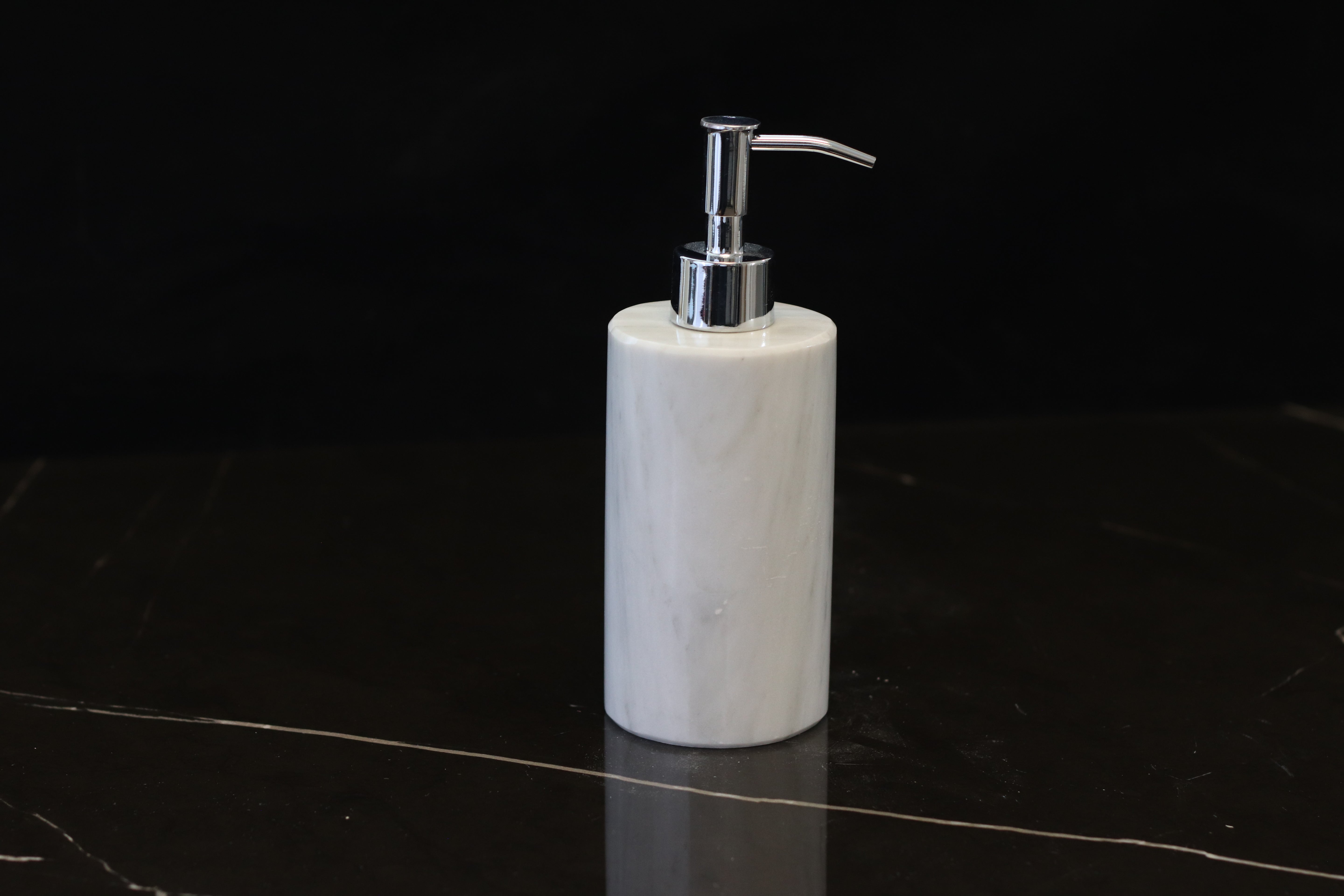 White Onyx Liquid Soap or Lotion Dispenser, Cylindrical Shape Bottle with Pump Accessories Bath Soap Dispensers