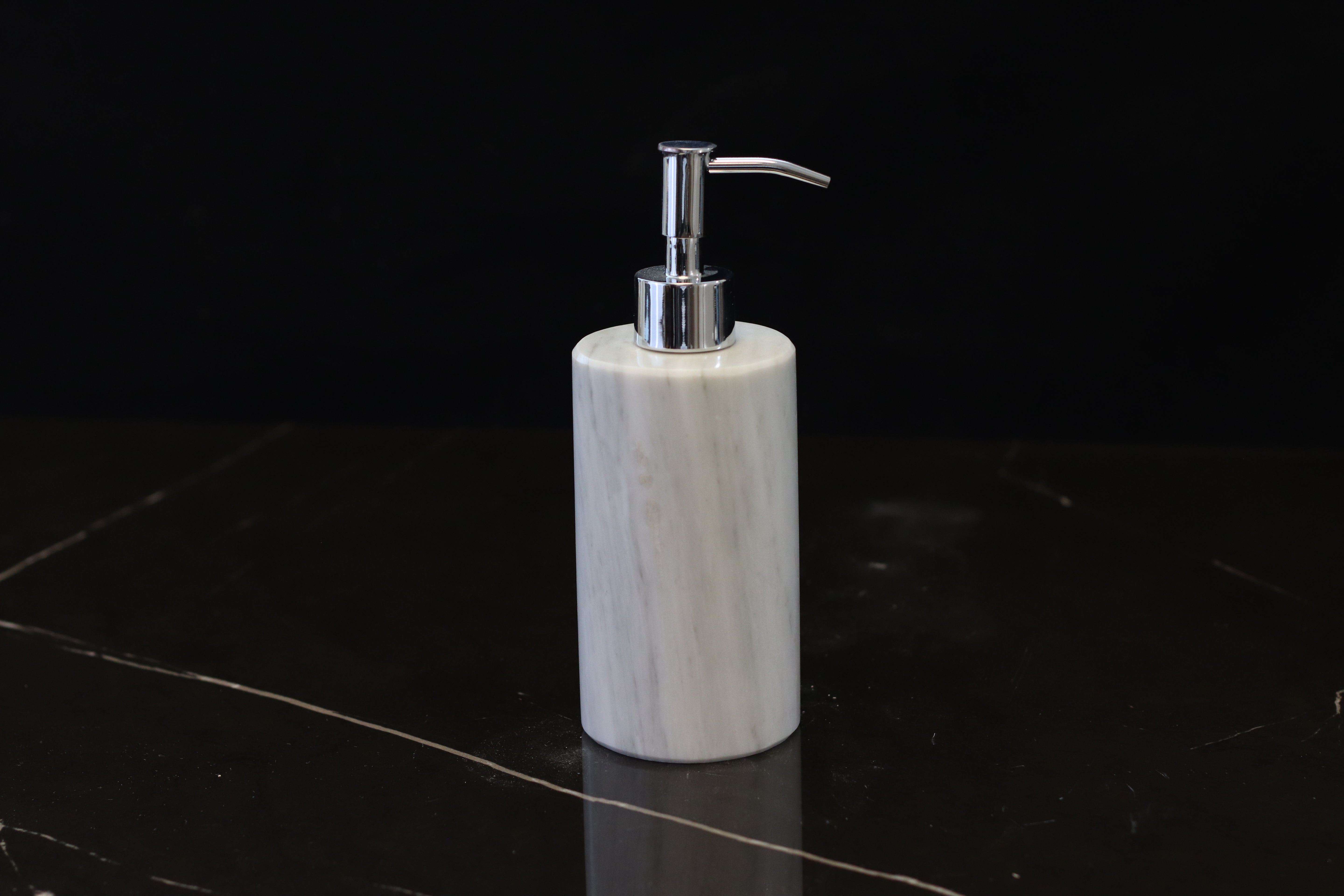 White Onyx Liquid Soap or Lotion Dispenser, Cylindrical Shape Bottle with Pump Accessories Bath Soap Dispensers