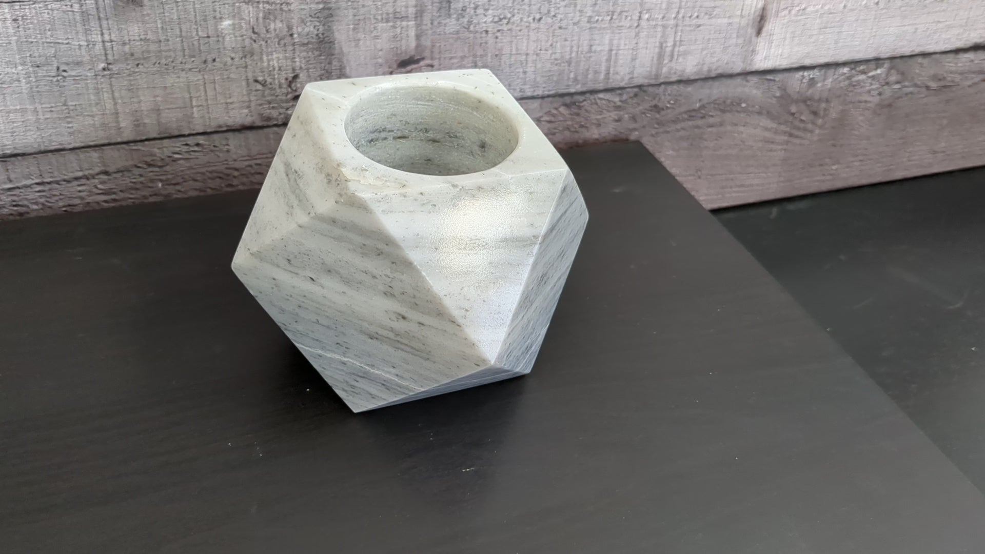 Gray Marble Mini Geometric Shaped Succulent Plant Holder. Handmade in Mexico. We package and ship from the USA. Buy now at www.felipeandgrace.com.