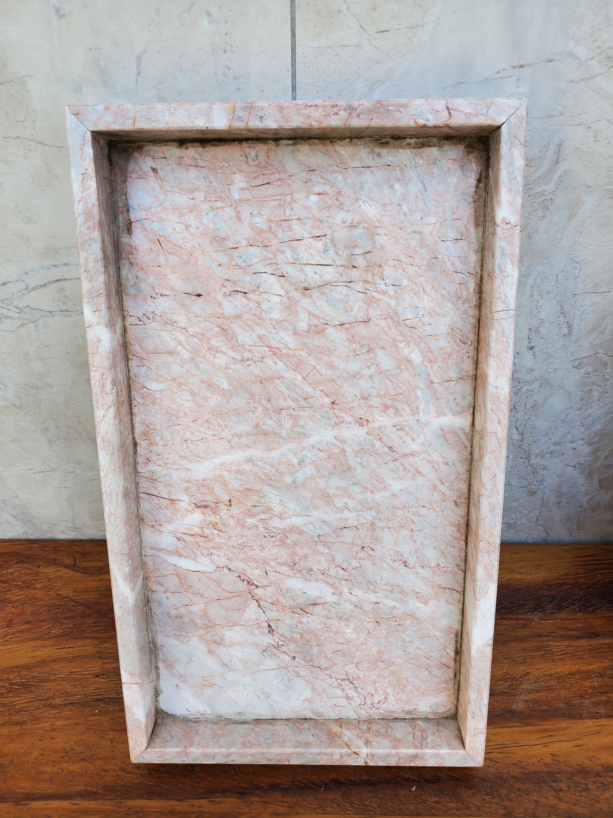 Rose Pink Marble Jewlery Tray, Handmade Stone Organizer Accessories Bath Home
