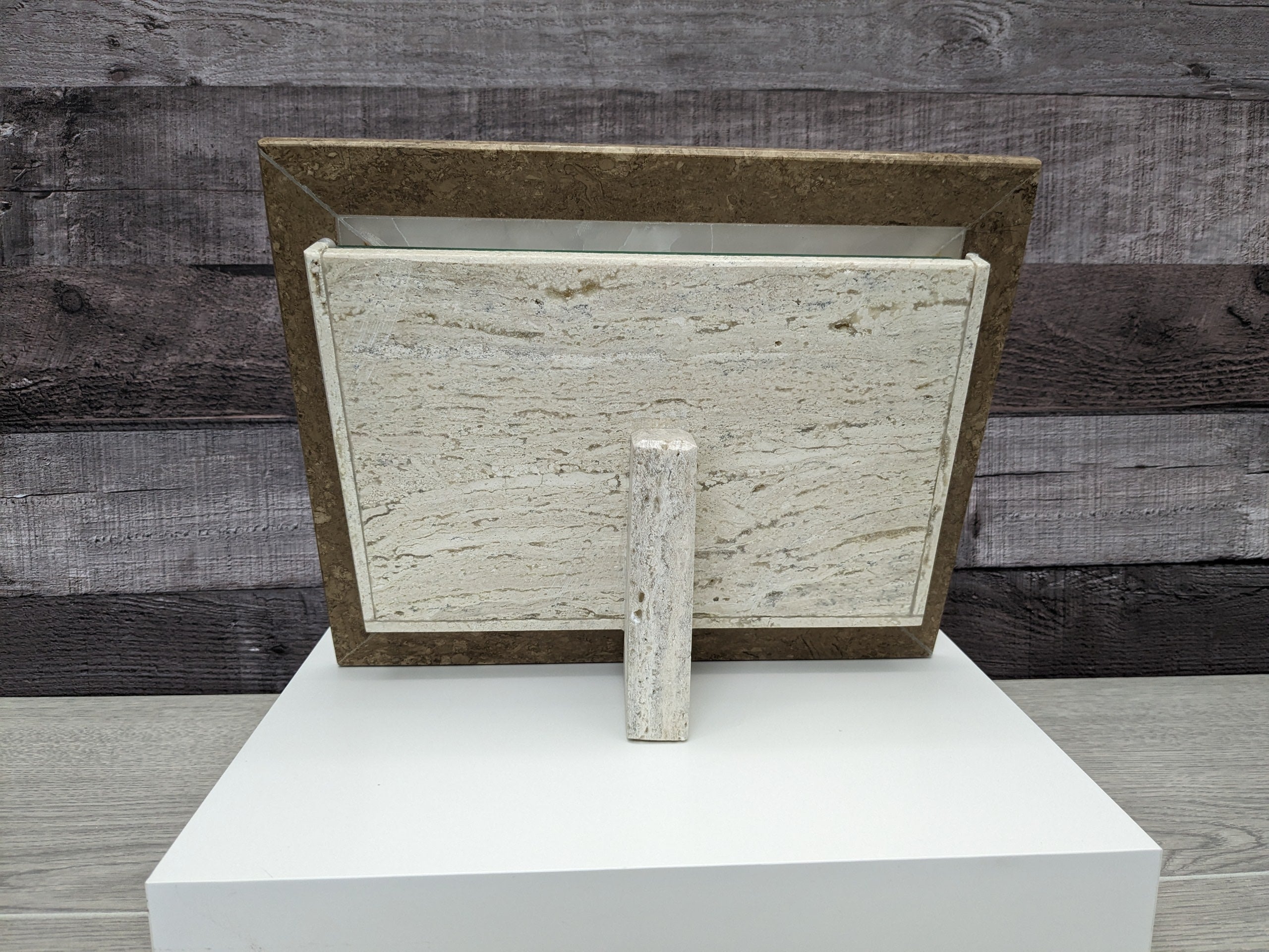FR_07 Rectangle Beige and Brown Photo Frame, Stone Artwork Holder