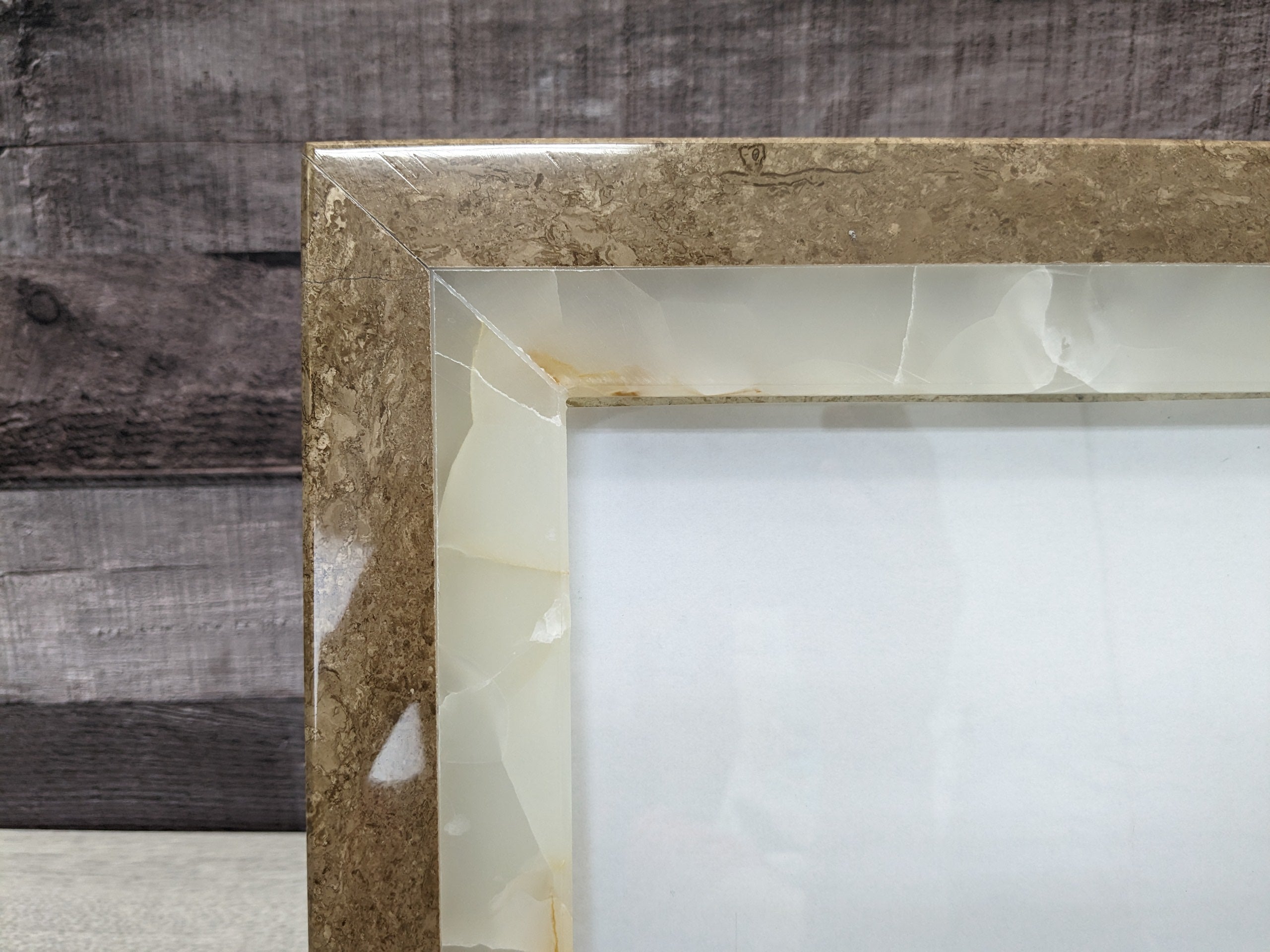 FR_07 Rectangle Beige and Brown Photo Frame, Stone Artwork Holder