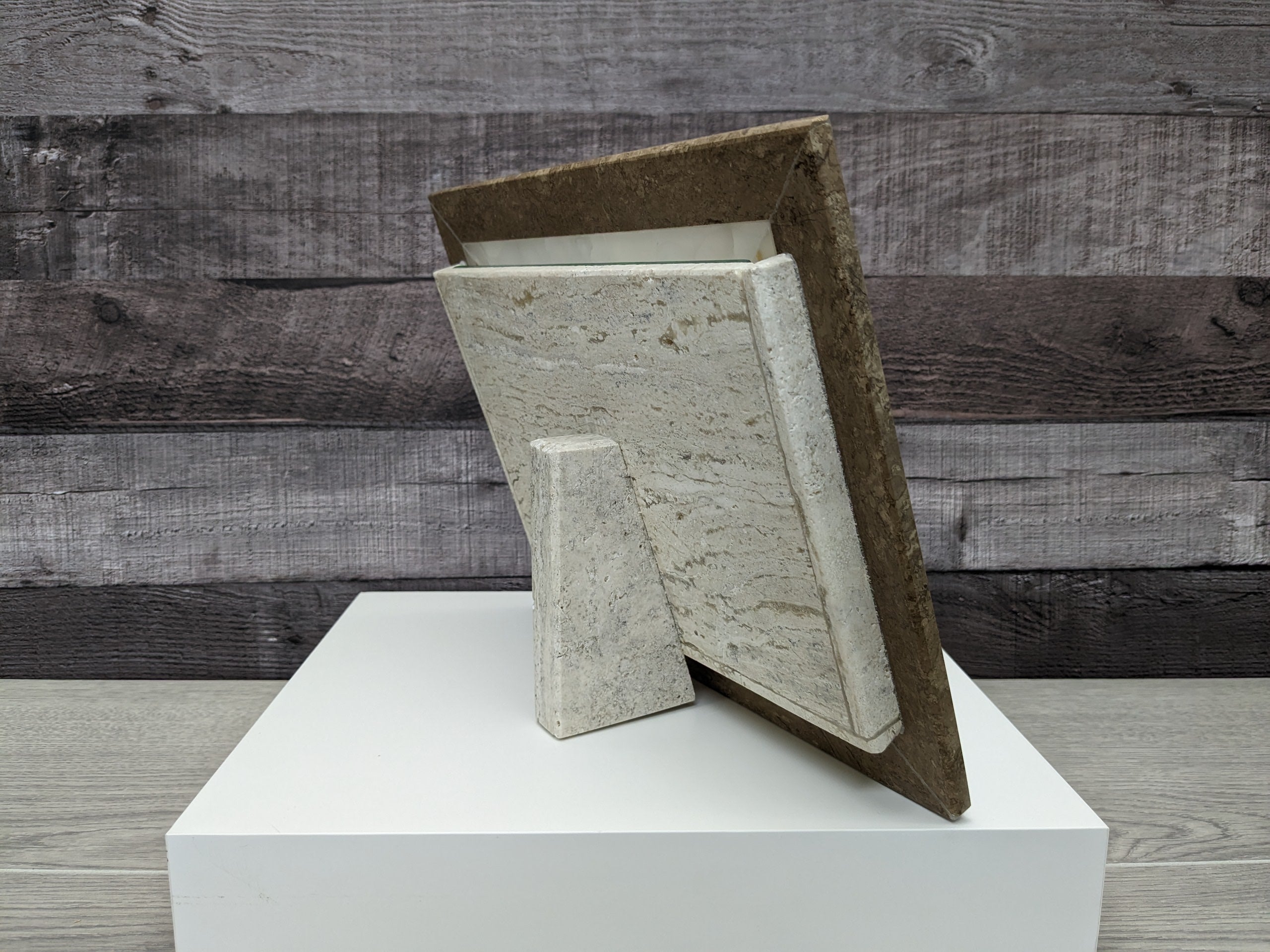 FR_07 Rectangle Beige and Brown Photo Frame, Stone Artwork Holder