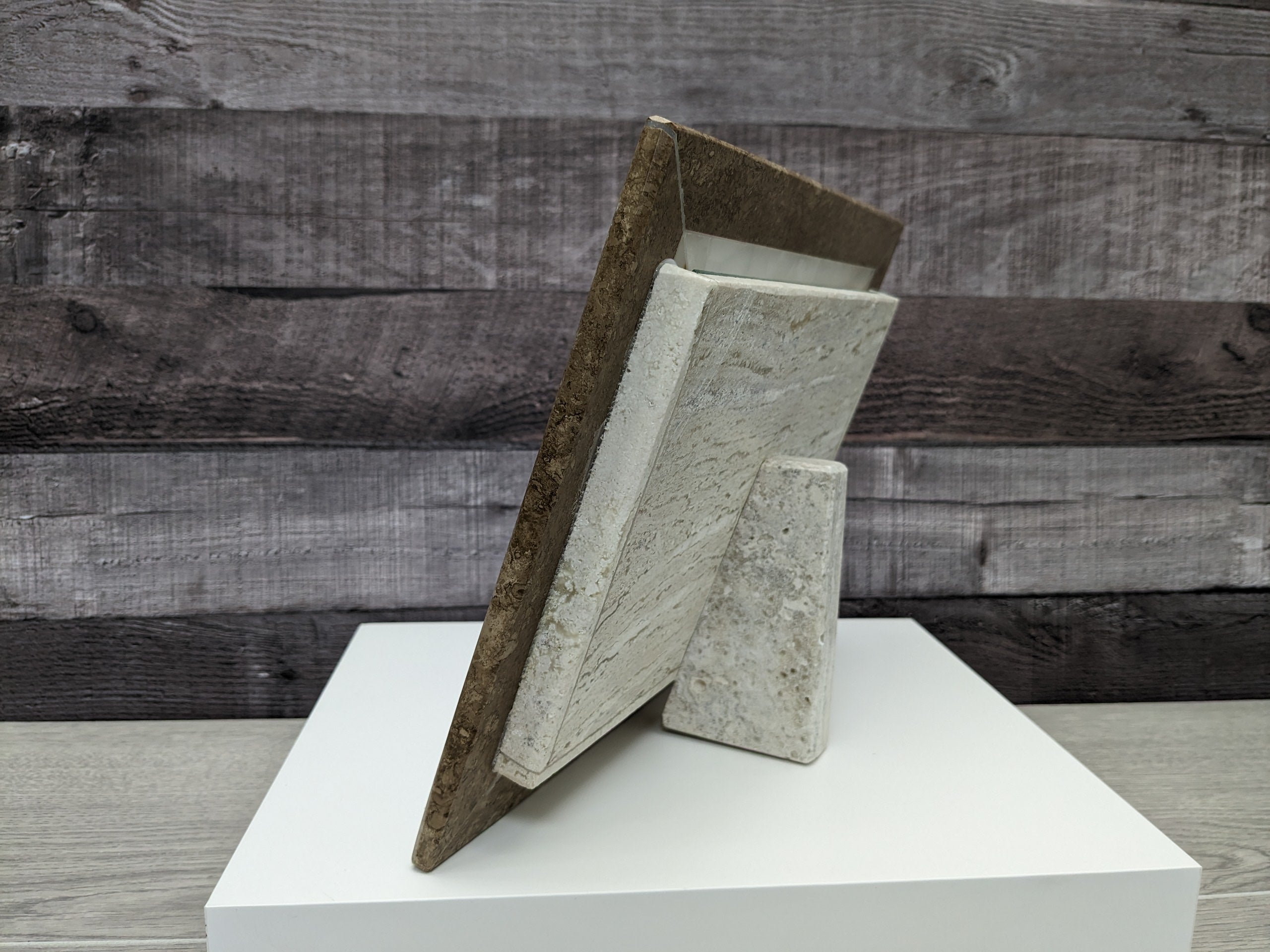 FR_07 Rectangle Beige and Brown Photo Frame, Stone Artwork Holder