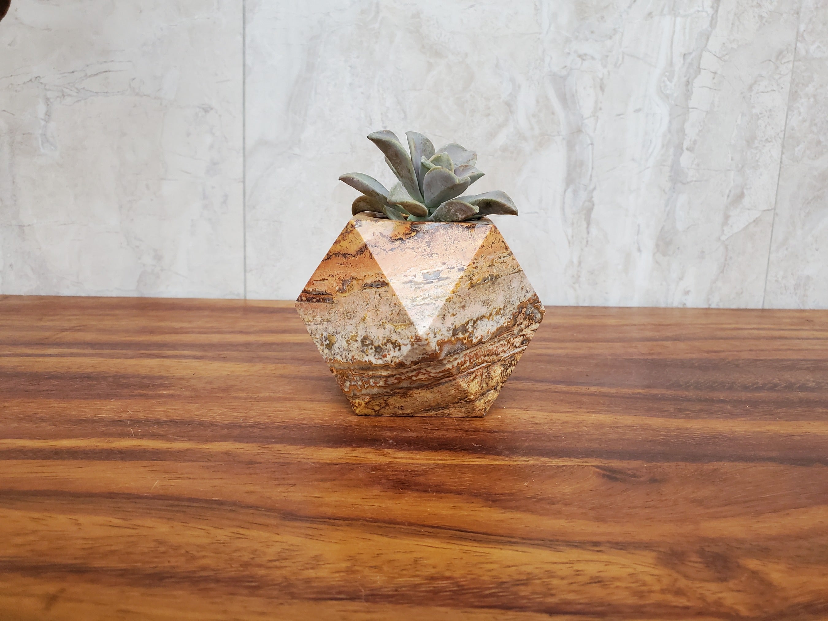 Red Orange Travertine Succulent Planter, Miniature Plant Holder, Small Pot Miniature Planters Accessories Decor Garden