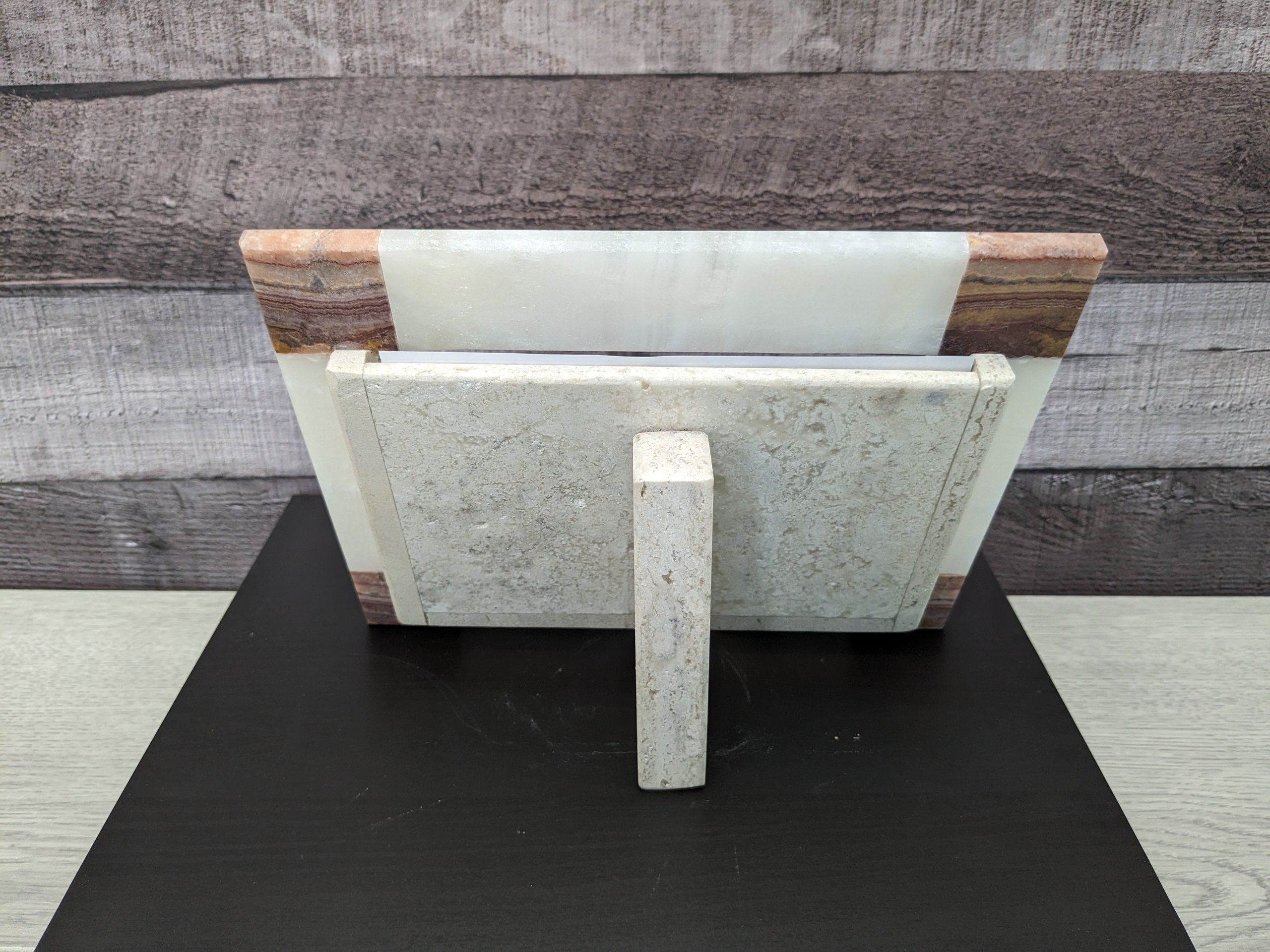 Rectangle Beige and Brown Photo Frame, Stone Artwork Holder, Picture Display Picture Frames Accessories Decor Frames Home