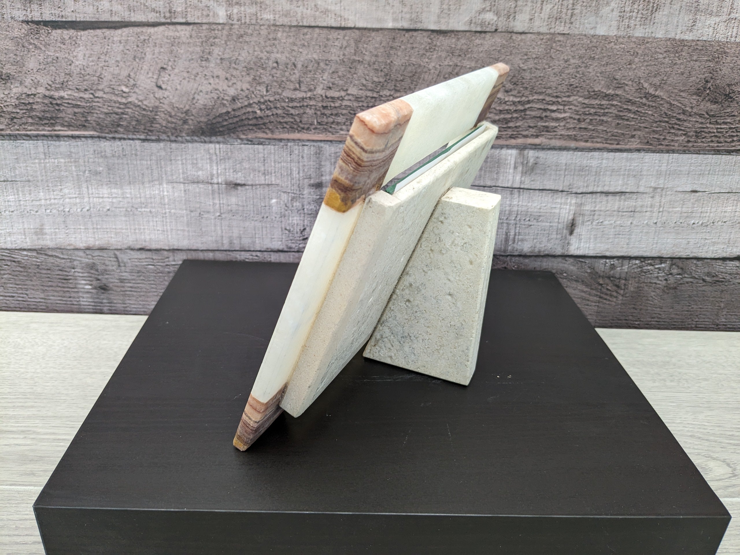 Rectangle Beige and Brown Photo Frame, Stone Artwork Holder, Picture Display Picture Frames Accessories Decor Frames Home