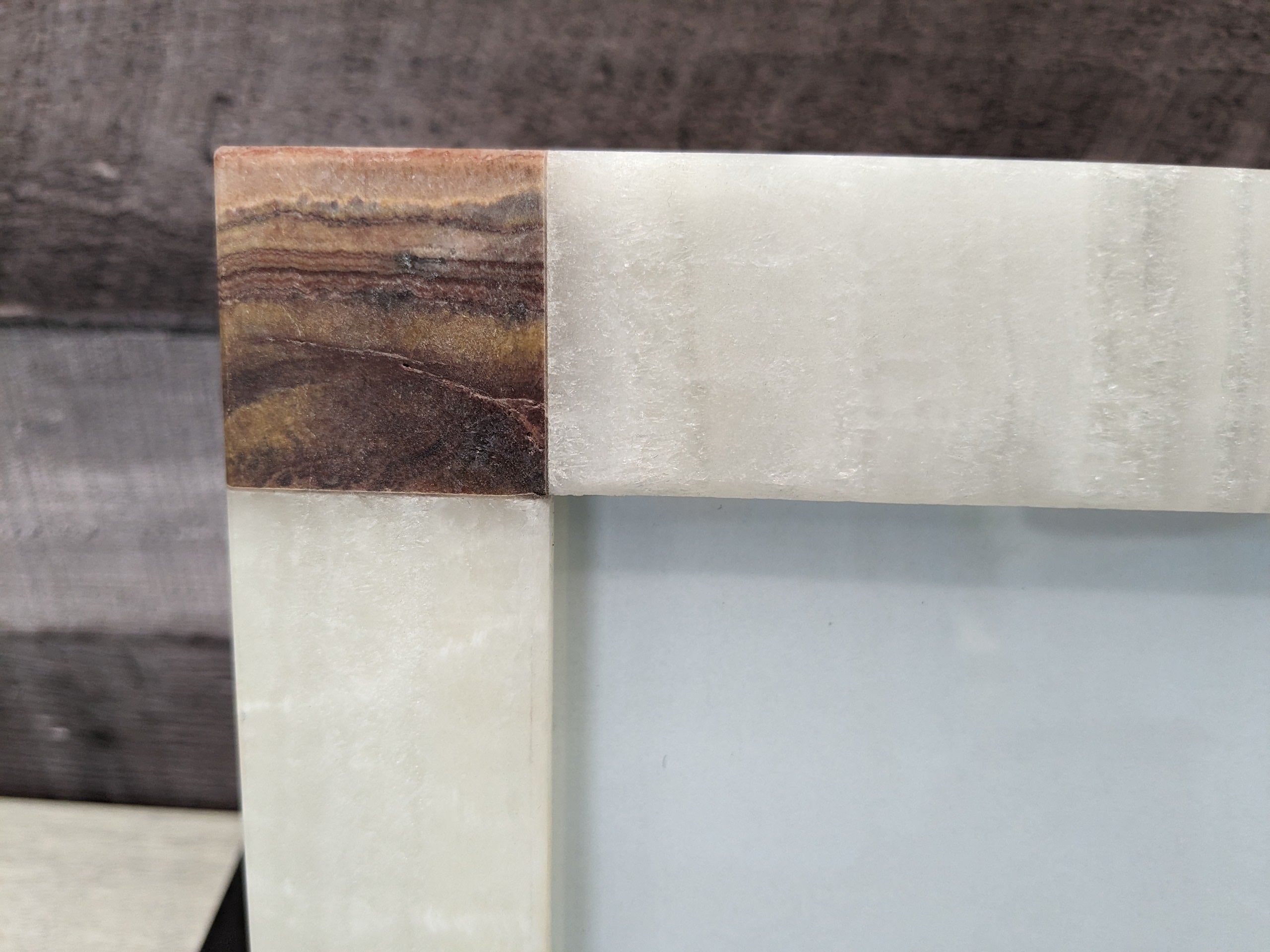 Rectangle Beige and Brown Photo Frame, Stone Artwork Holder, Picture Display Picture Frames Accessories Decor Frames Home