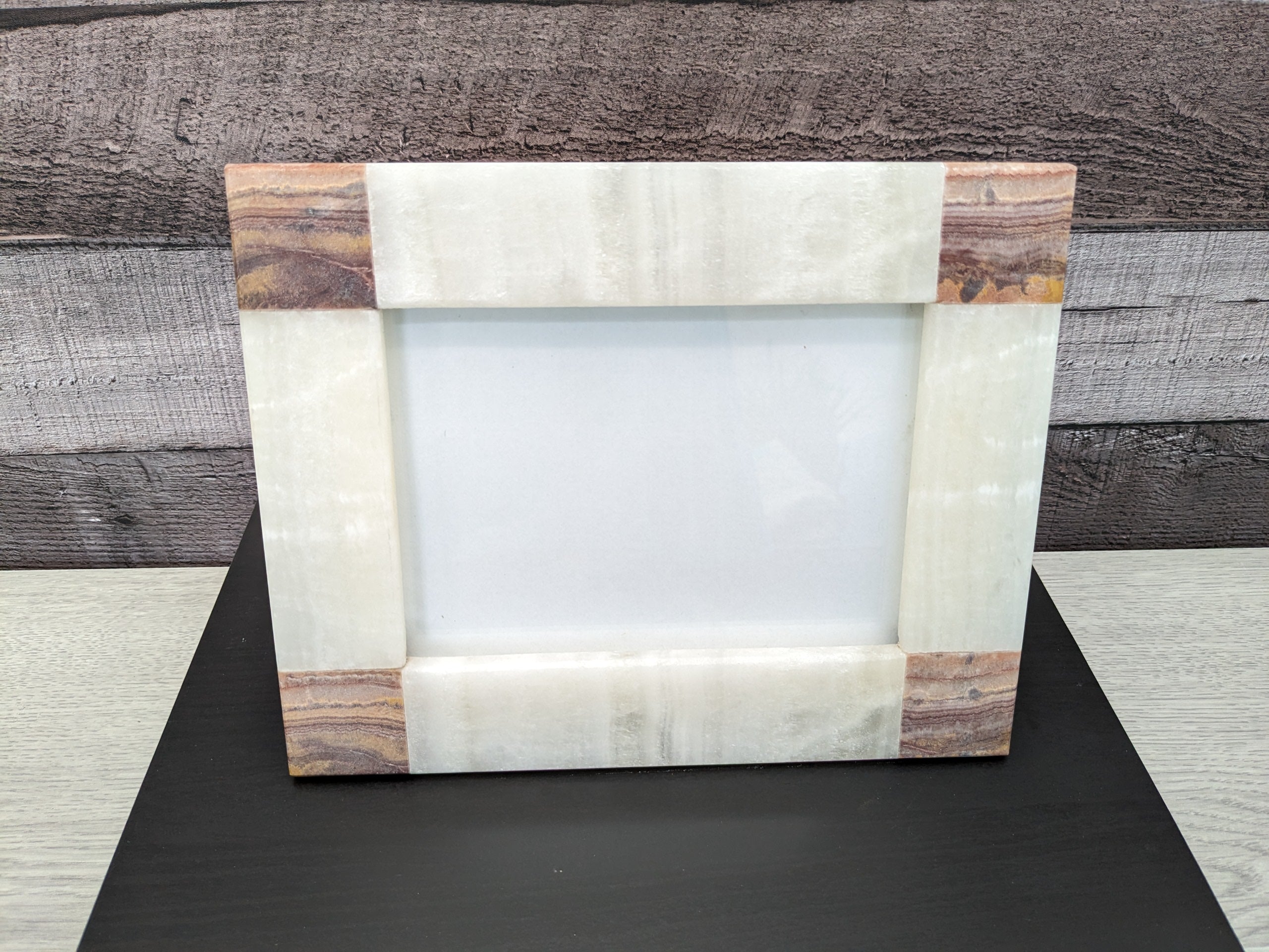 Rectangle Beige and Brown Photo Frame, Stone Artwork Holder, Picture Display Picture Frames Accessories Decor Frames Home