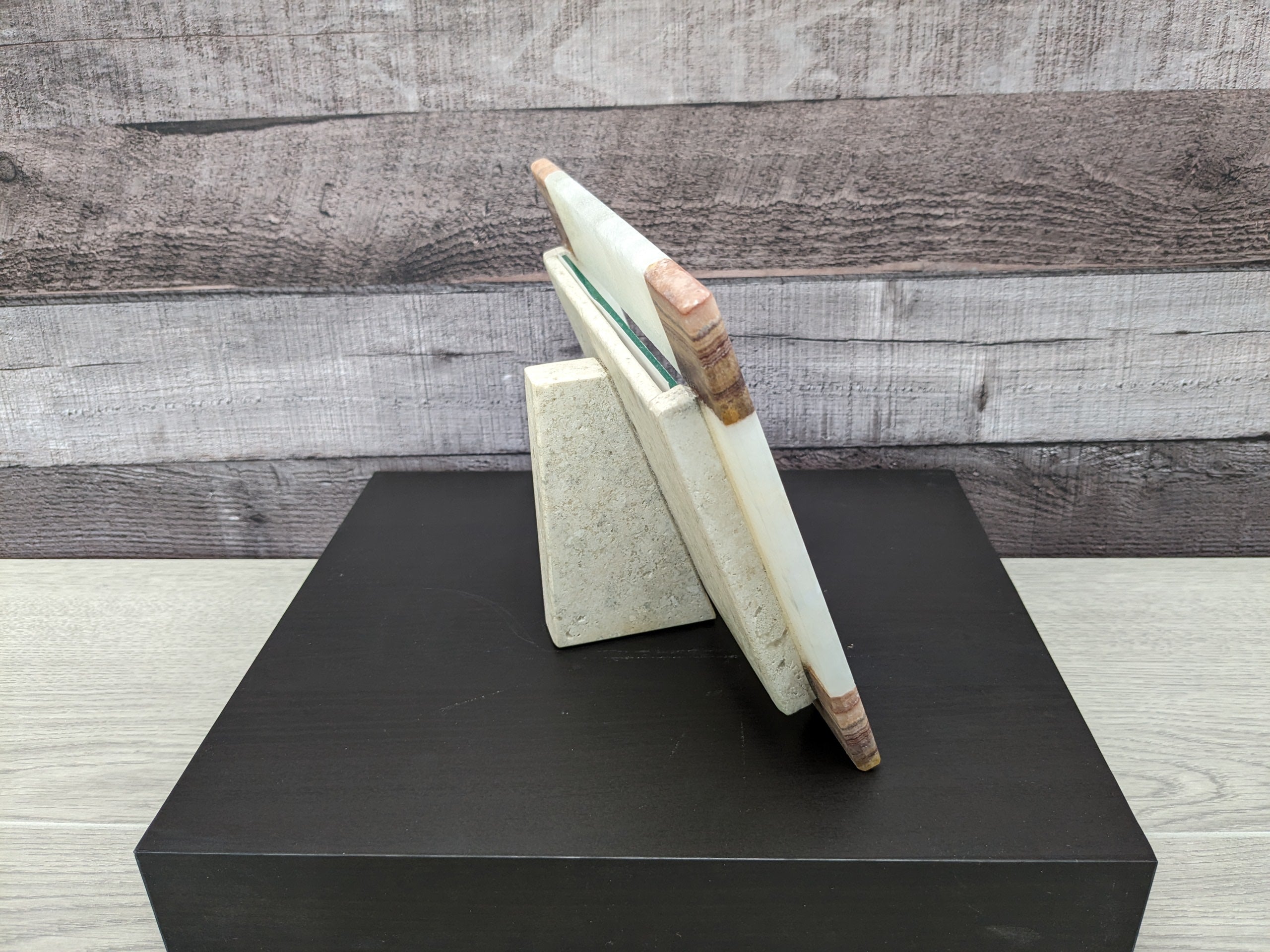 Rectangle Beige and Brown Photo Frame, Stone Artwork Holder, Picture Display Picture Frames Accessories Decor Frames Home