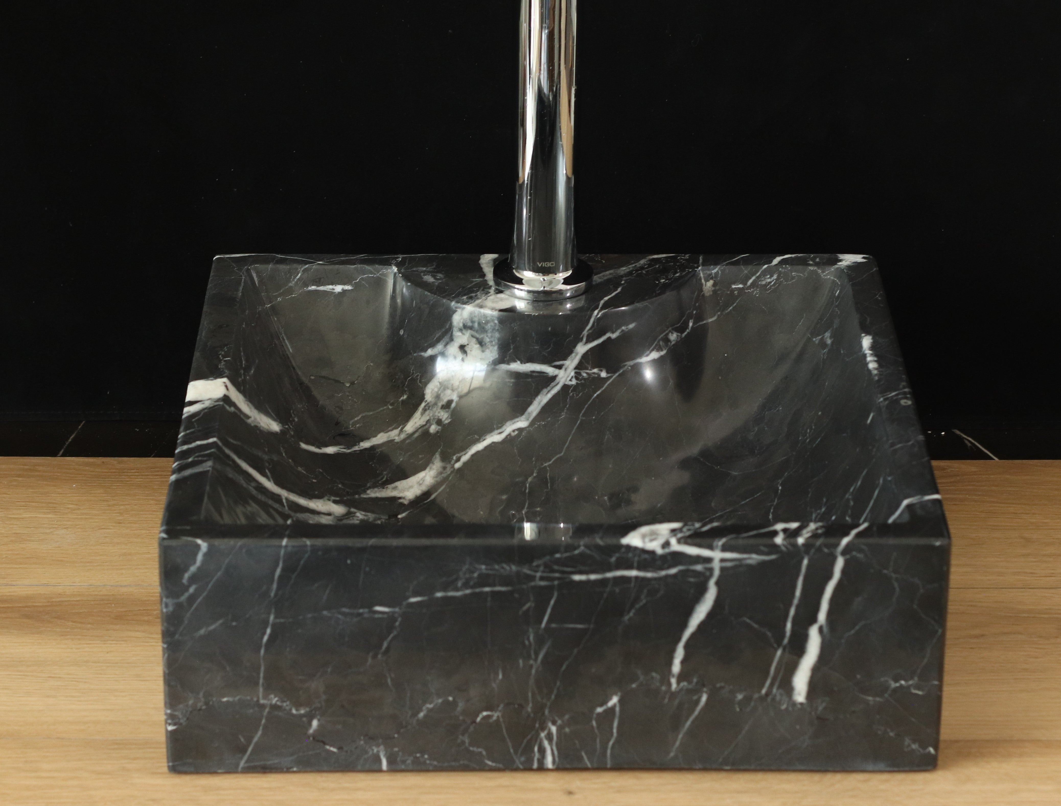 Black Marble Vessel Sink - Square Marble Sinks Marble Sinks Sinks