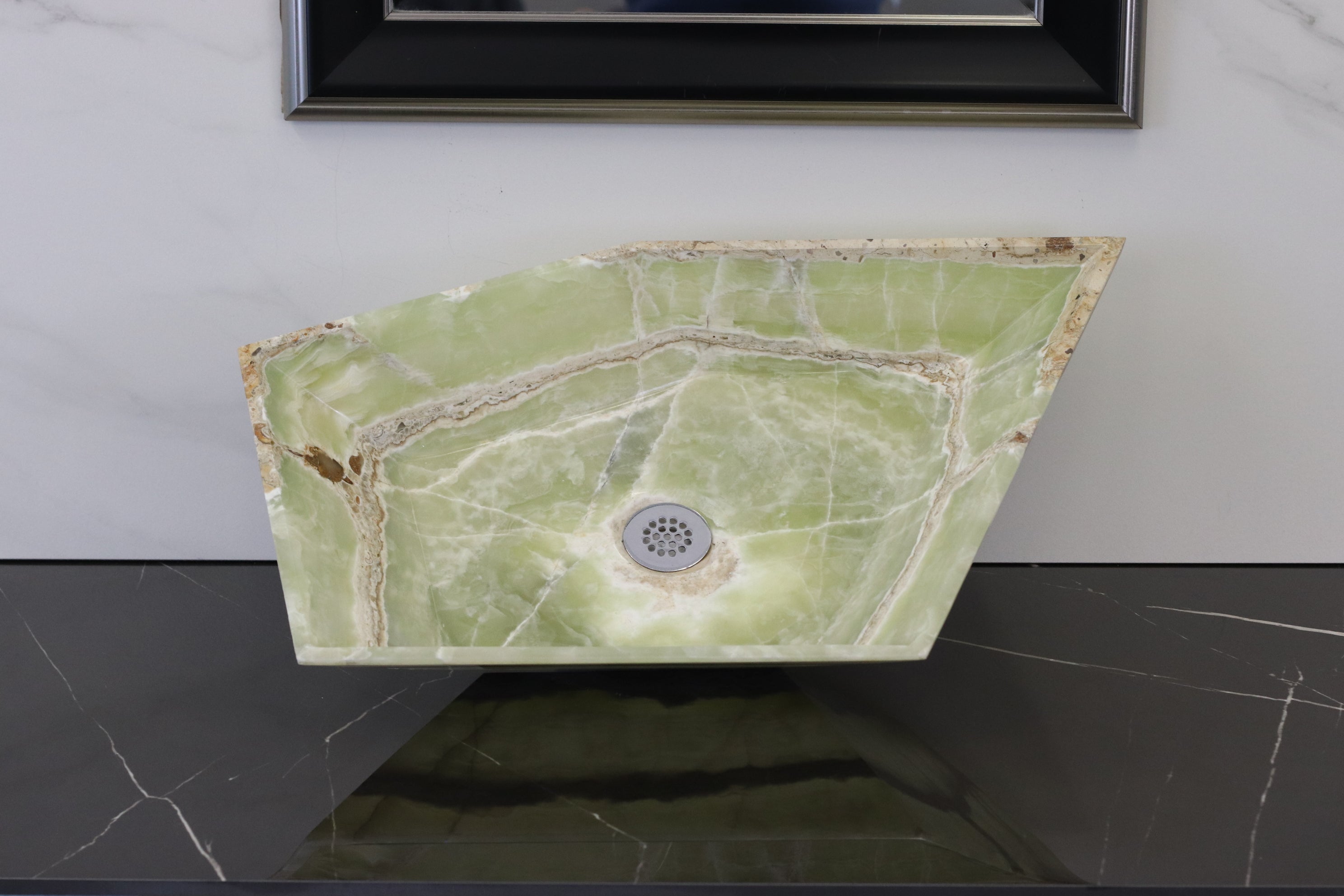 Green Onyx Vessel Bathroom Sink - Pentagon Onyx Sinks Onyx Sinks Sinks