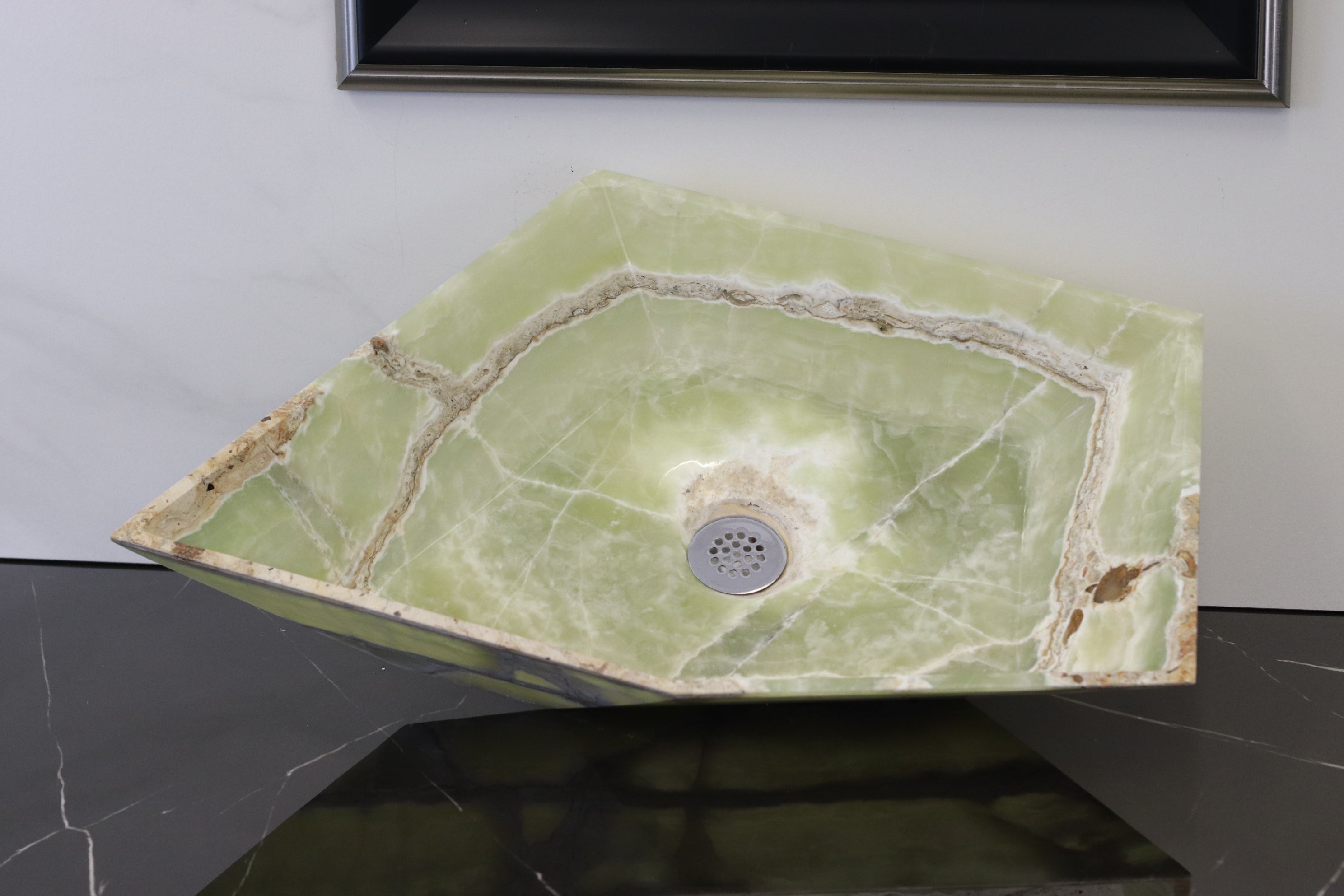 Green Onyx Vessel Bathroom Sink - Pentagon Onyx Sinks Onyx Sinks Sinks