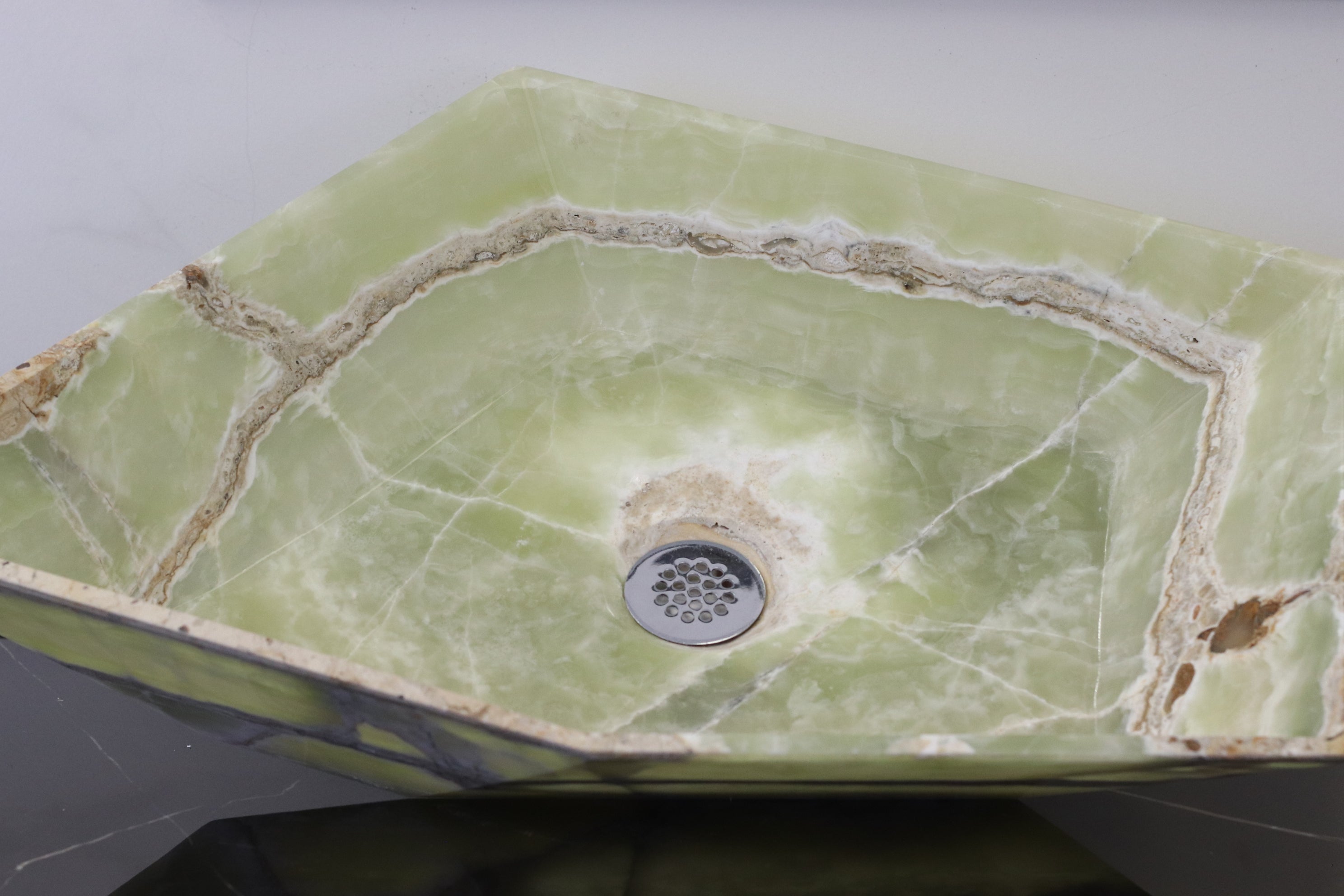 Green Onyx Vessel Bathroom Sink - Pentagon Onyx Sinks Onyx Sinks Sinks