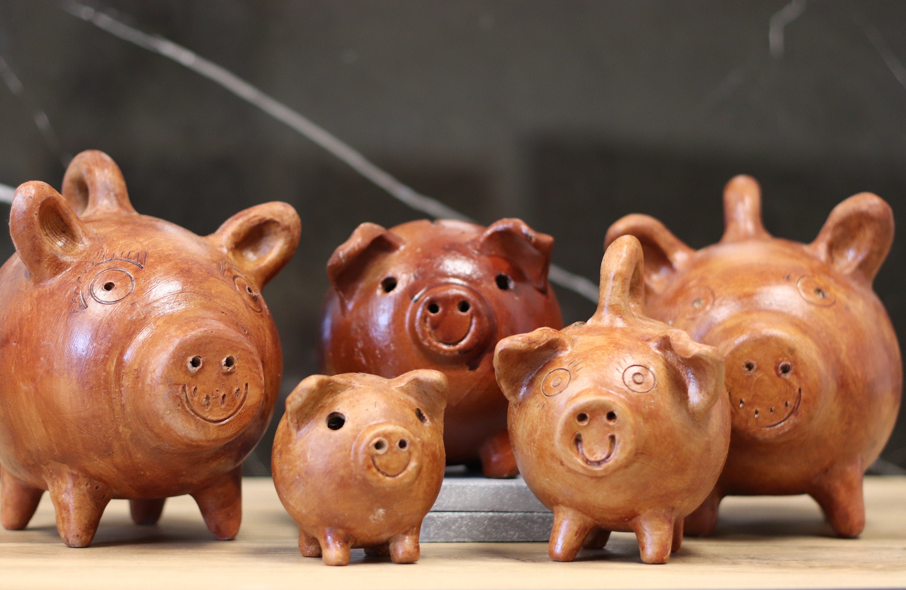 Ceramic Piggy Smash Bank, 5 x 5 x 5 inches-Glazed Glazed Piggies